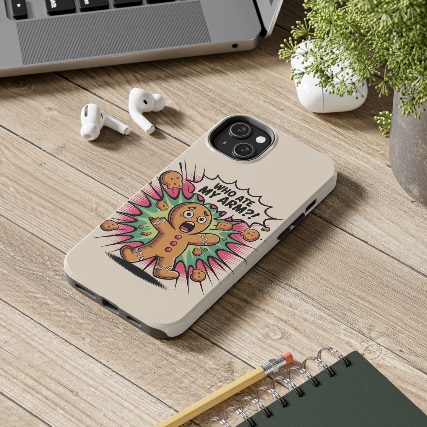 Funny Gingerbread Man Phone Case - Who Ate My Arm? Tough Protection