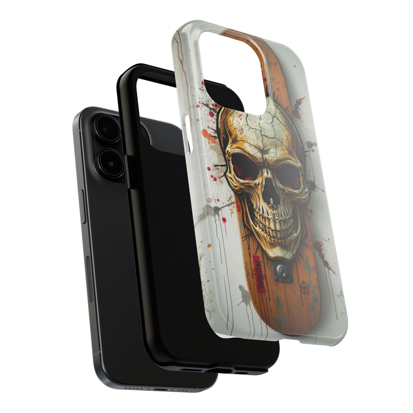 Edgy Skull Tough Phone Case - Durable Protection for Skateboard Enthusiasts