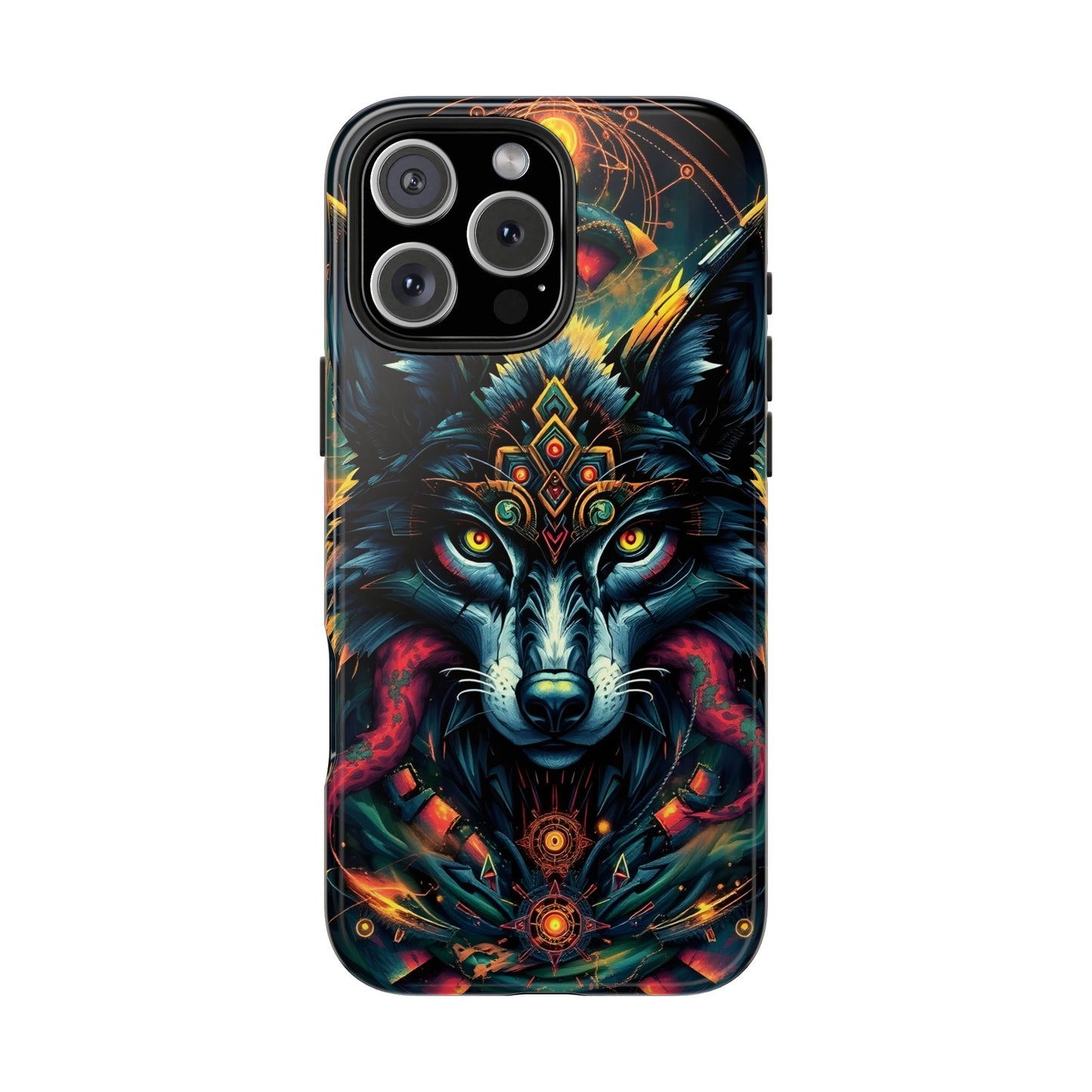 Vibrant Mystical Wolf Art Tough Phone Case - Durable & Unique Design for Animal Lovers - for iPhone
