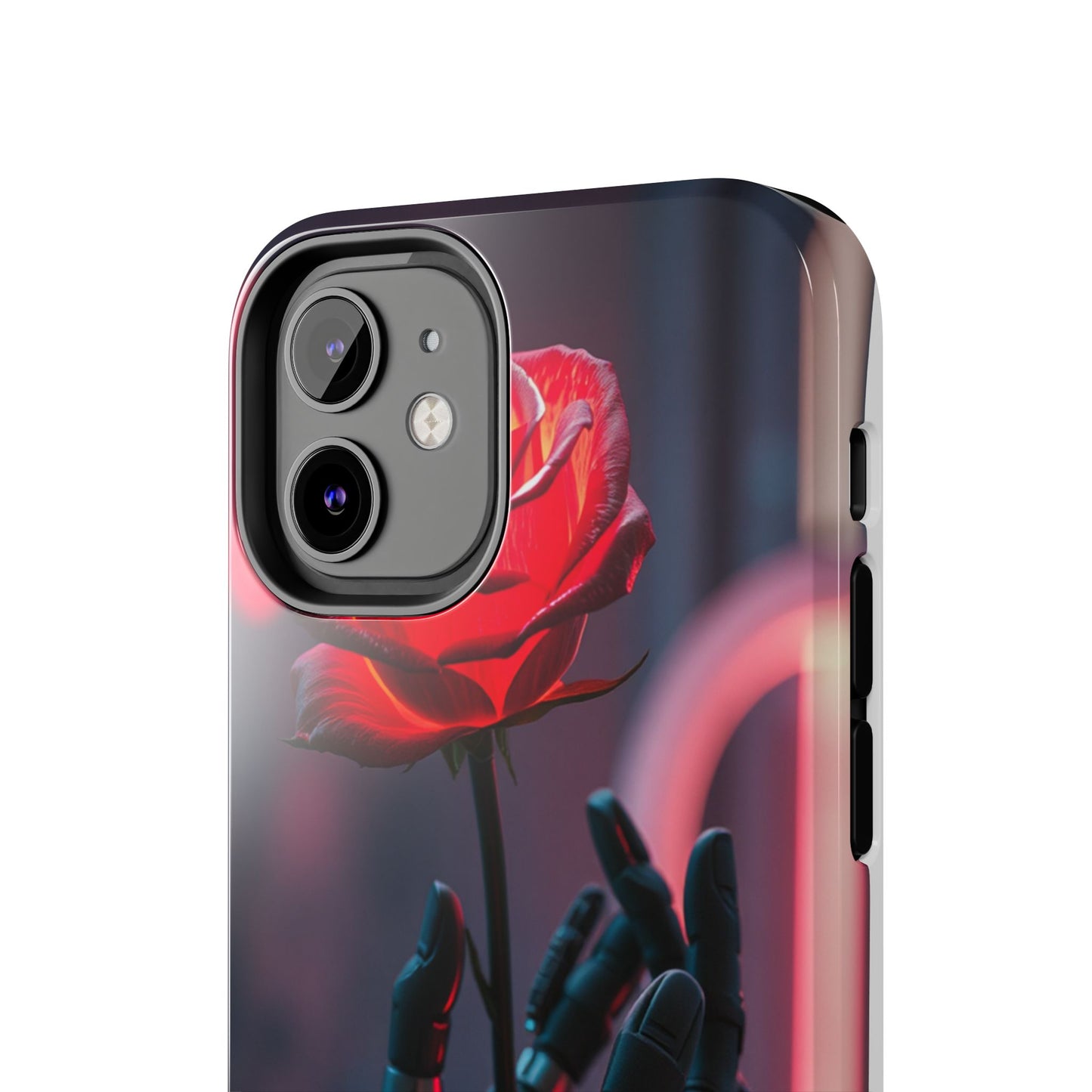 Futuristic Tough Phone Case with Robotic Rose Design | Durable Protection