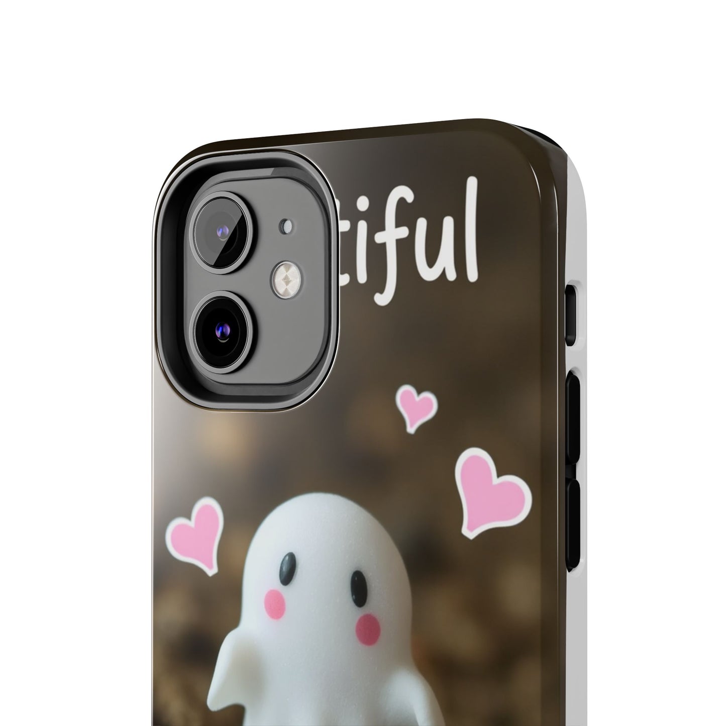 Cute Ghost Tough Phone Case - Beautiful Design with Heart Accents