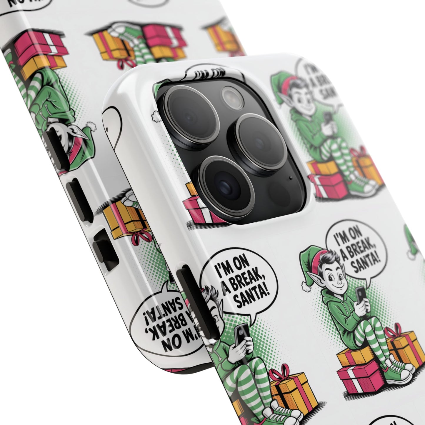 Christmas Elf Tough Phone Case - I'm on a Break, Santa Pattern!