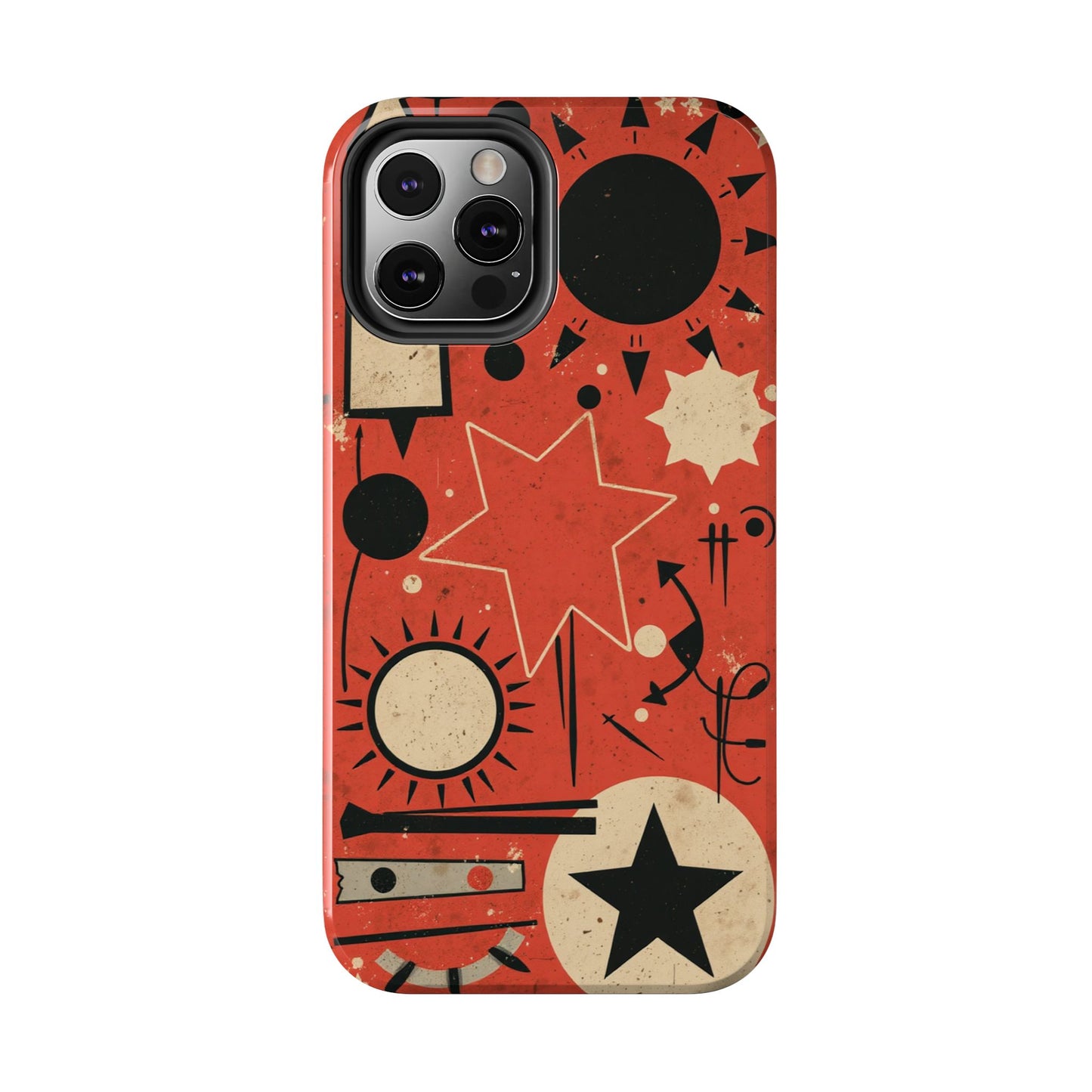 Retro Bold Tough Phone Case - Unique Geometric Design - for iPhone