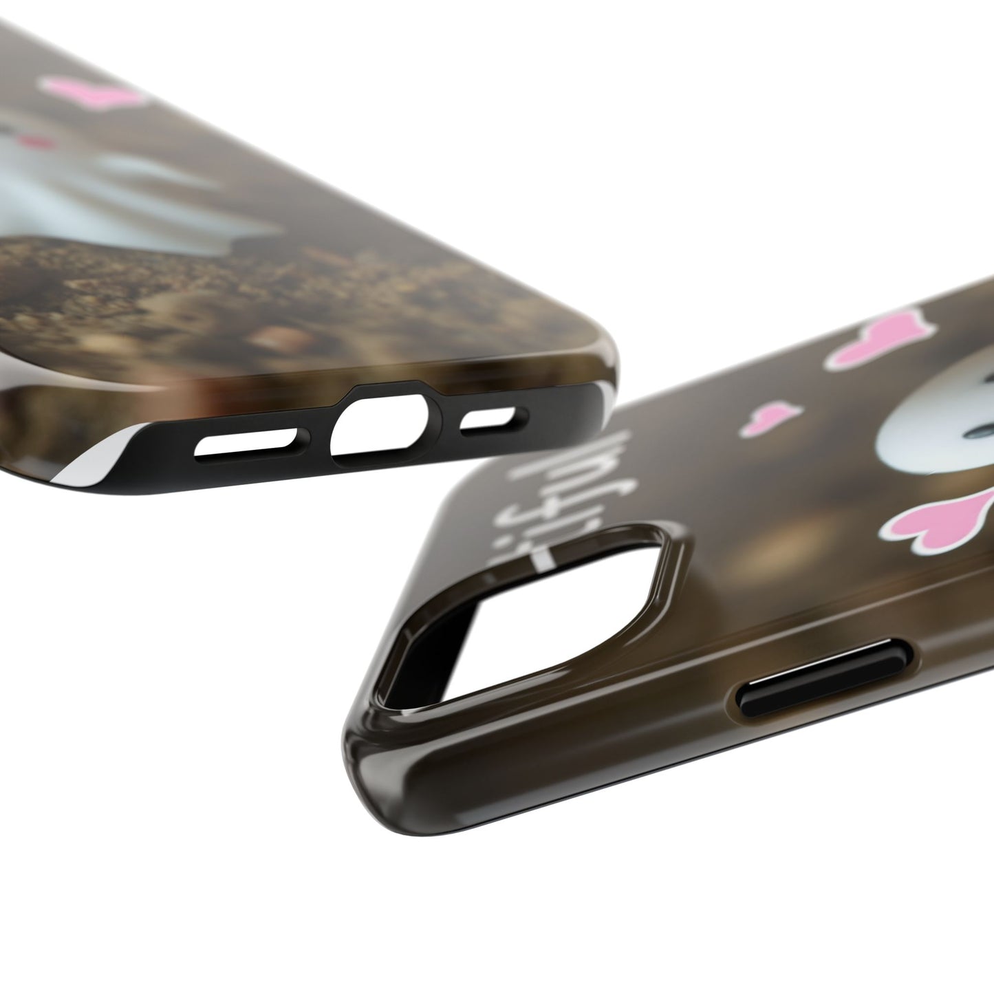 Cute Ghost Tough Phone Case - Beautiful Design with Heart Accents