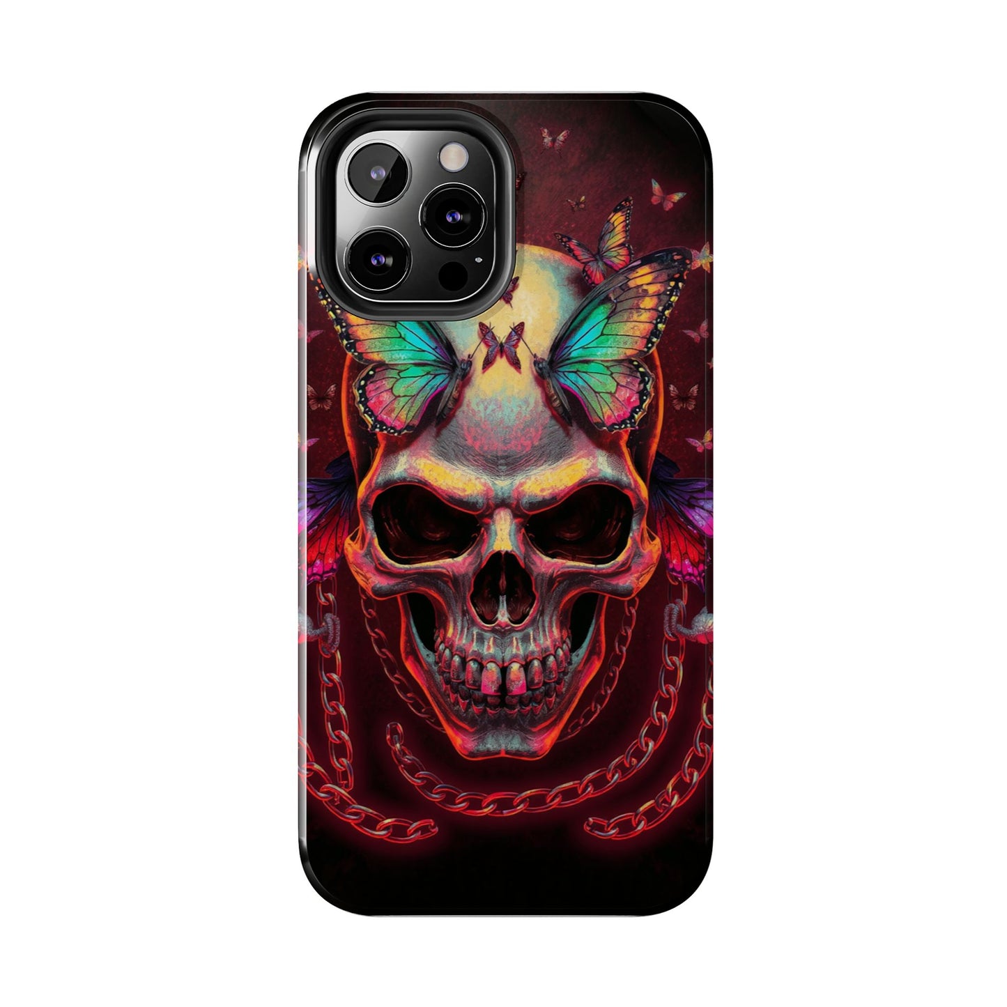 Gothic Skull Phone Case with Butterflies - Durable Tough Phone Case