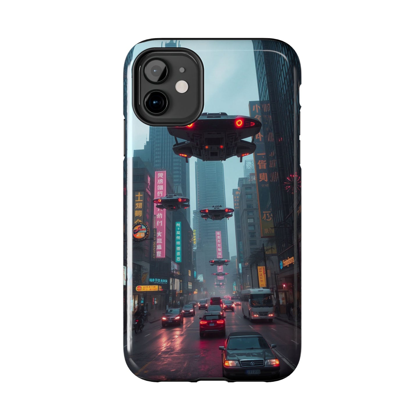 Futuristic City Tough Phone Case - Sci-Fi Design for Urban Explorers