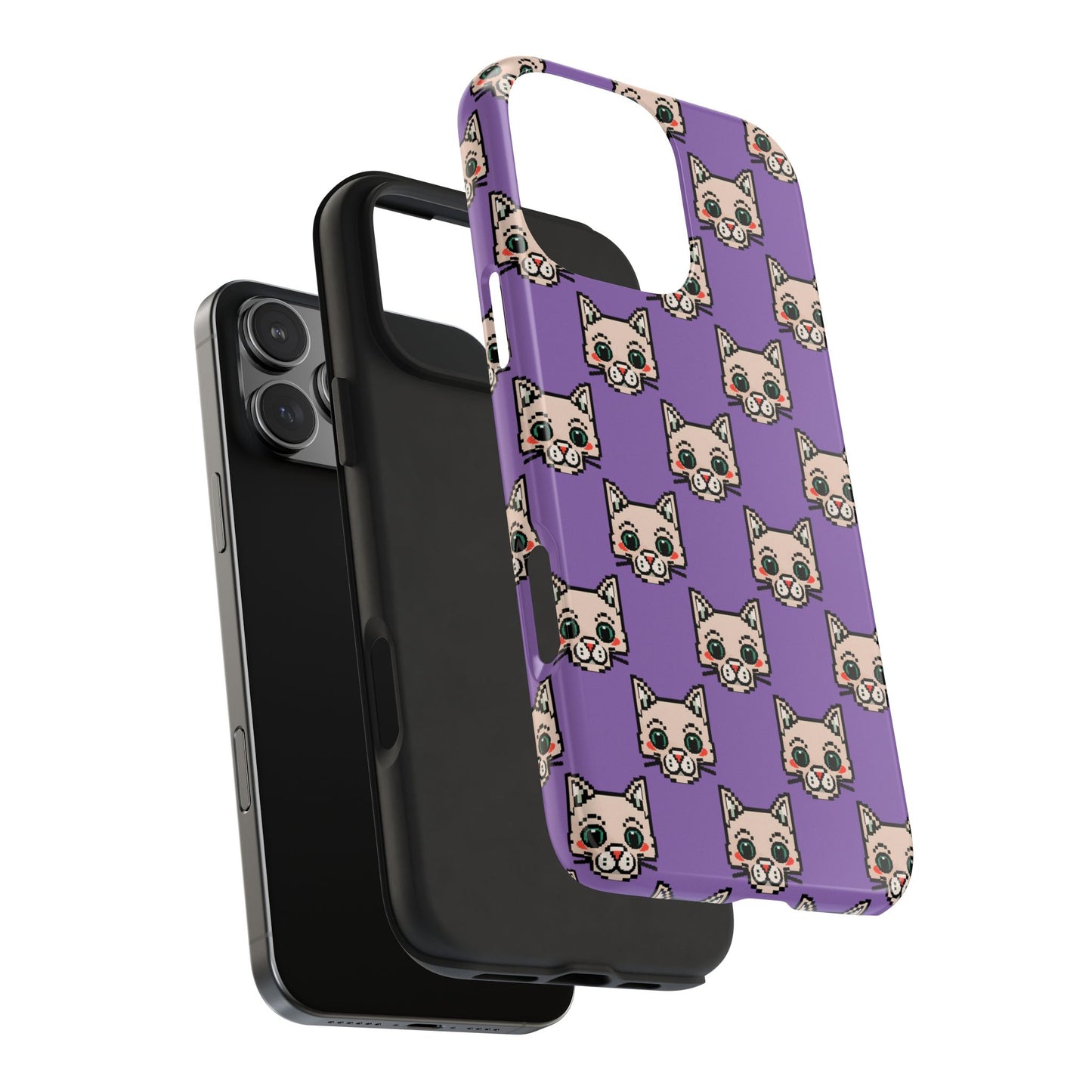 Cute Pixel Cat Tough Phone Case – Fun and Durable Protection for Cat Lovers - for iPhone