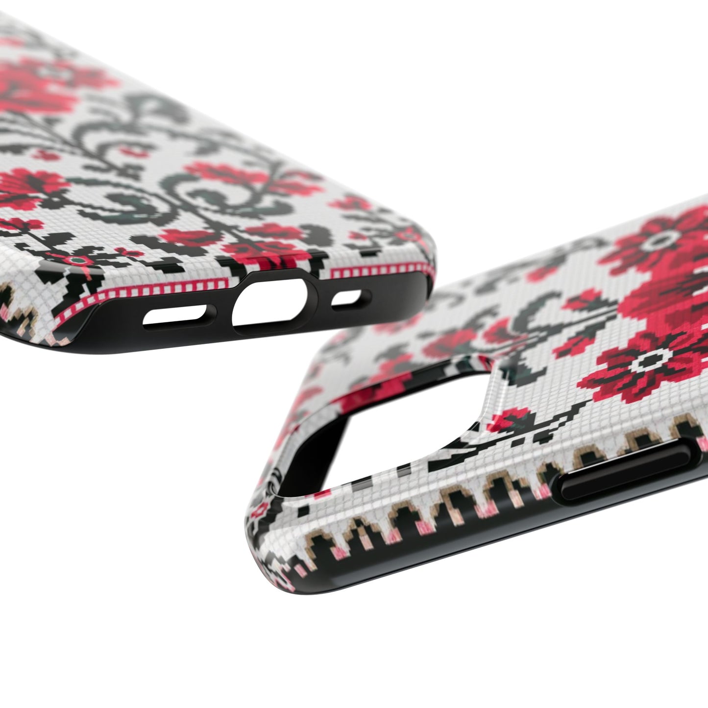 Traditional Floral Knit Tough Phone Cases - Durable Protection with Vintage Style - for iPhone