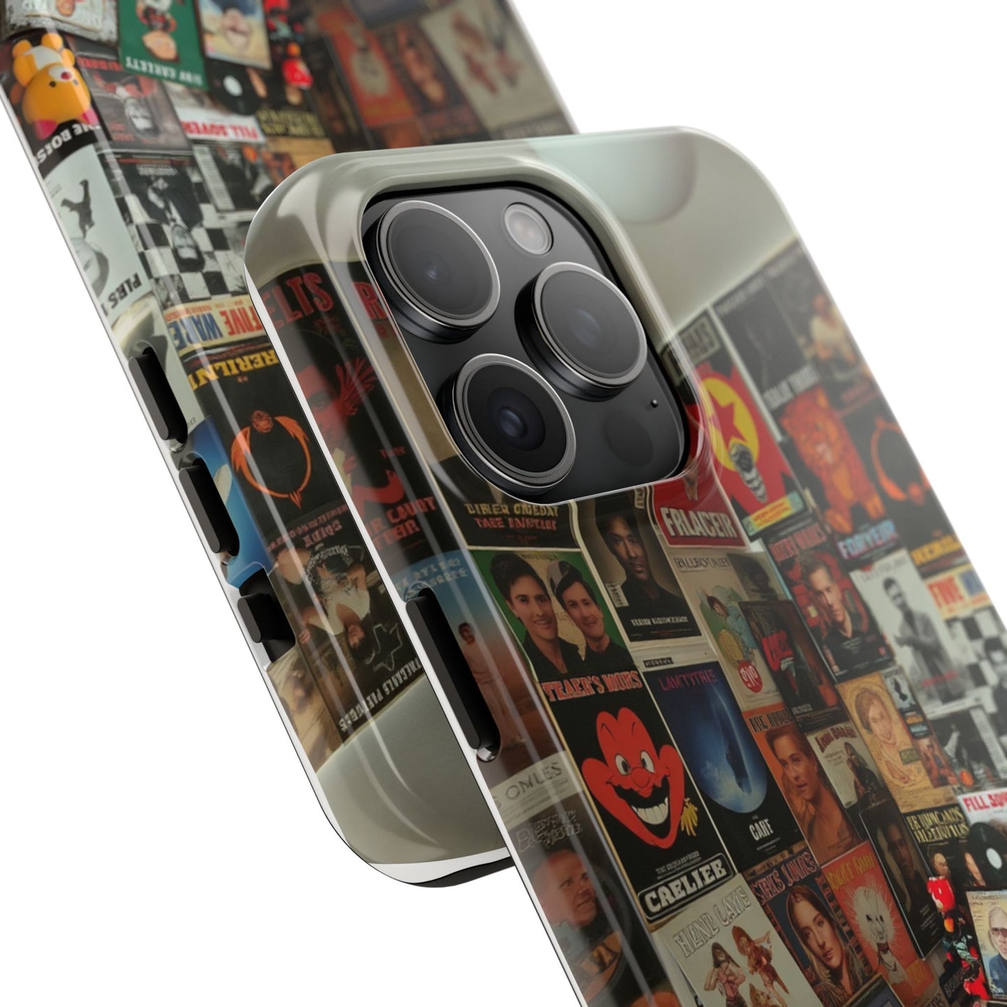Retro Vibe Tough Phone Case - Vintage Movie Posters & Plush Toys Design