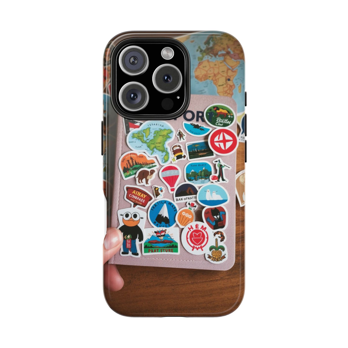 Adventure Stickers Phone Case - Tough Protection for Travel Lovers