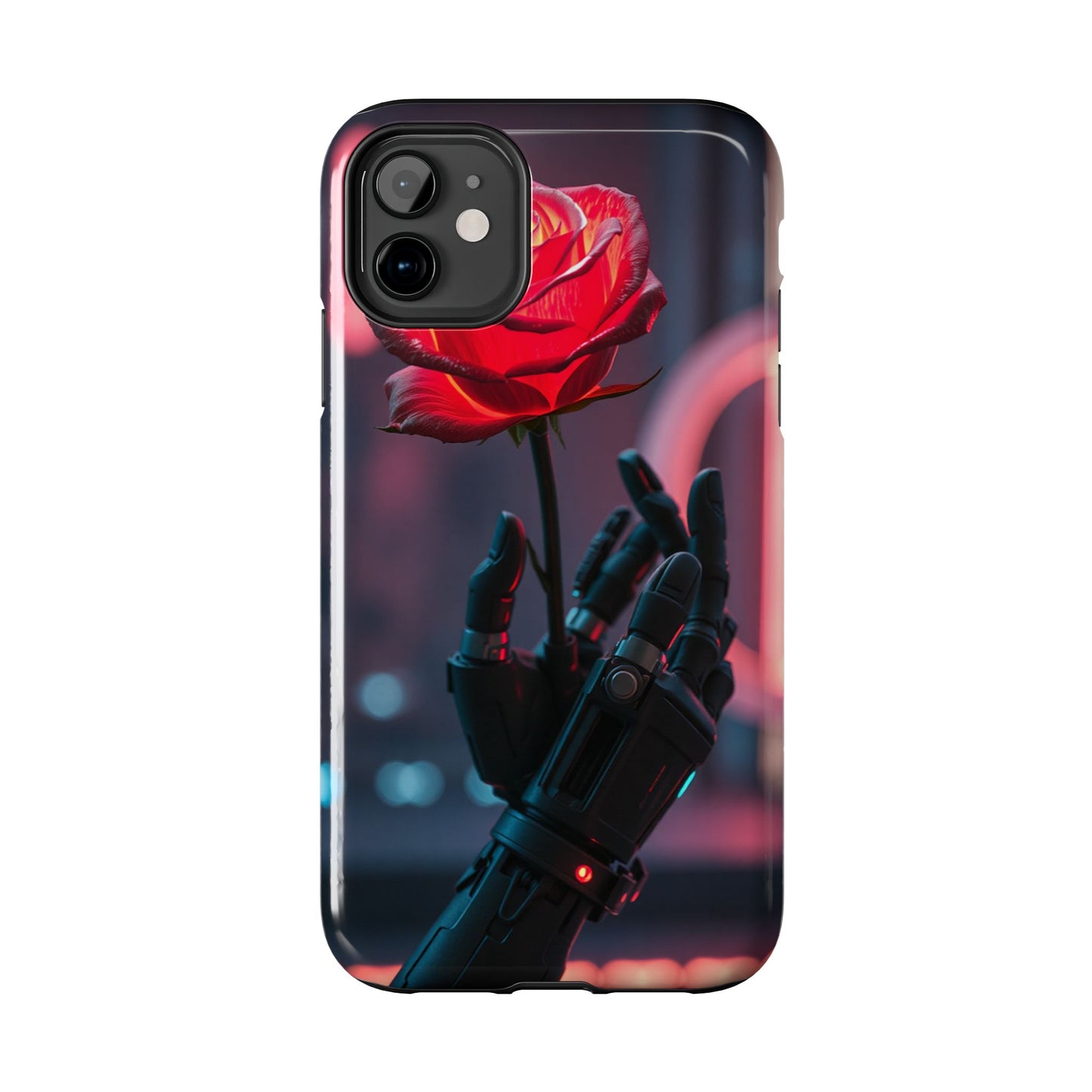 Futuristic Tough Phone Case with Robotic Rose Design | Durable Protection