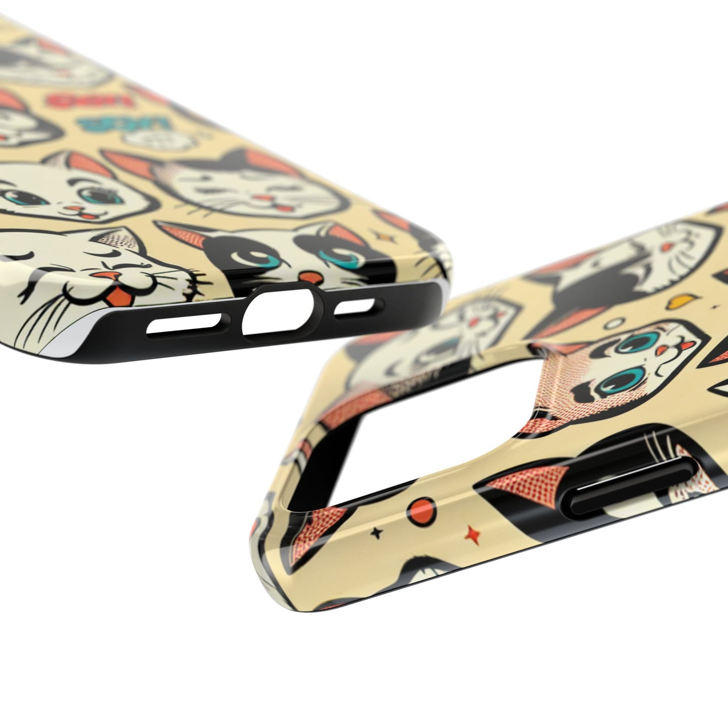 Playful Cat-Themed Tough Phone Case - Pet Pattern - for iPhone