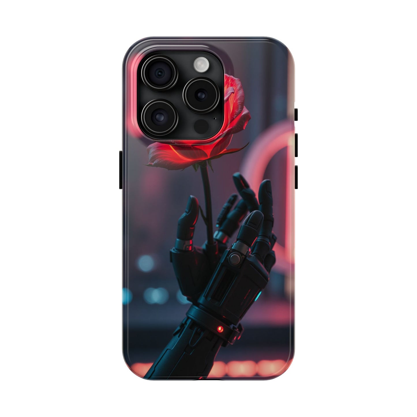 Futuristic Tough Phone Case with Robotic Rose Design | Durable Protection