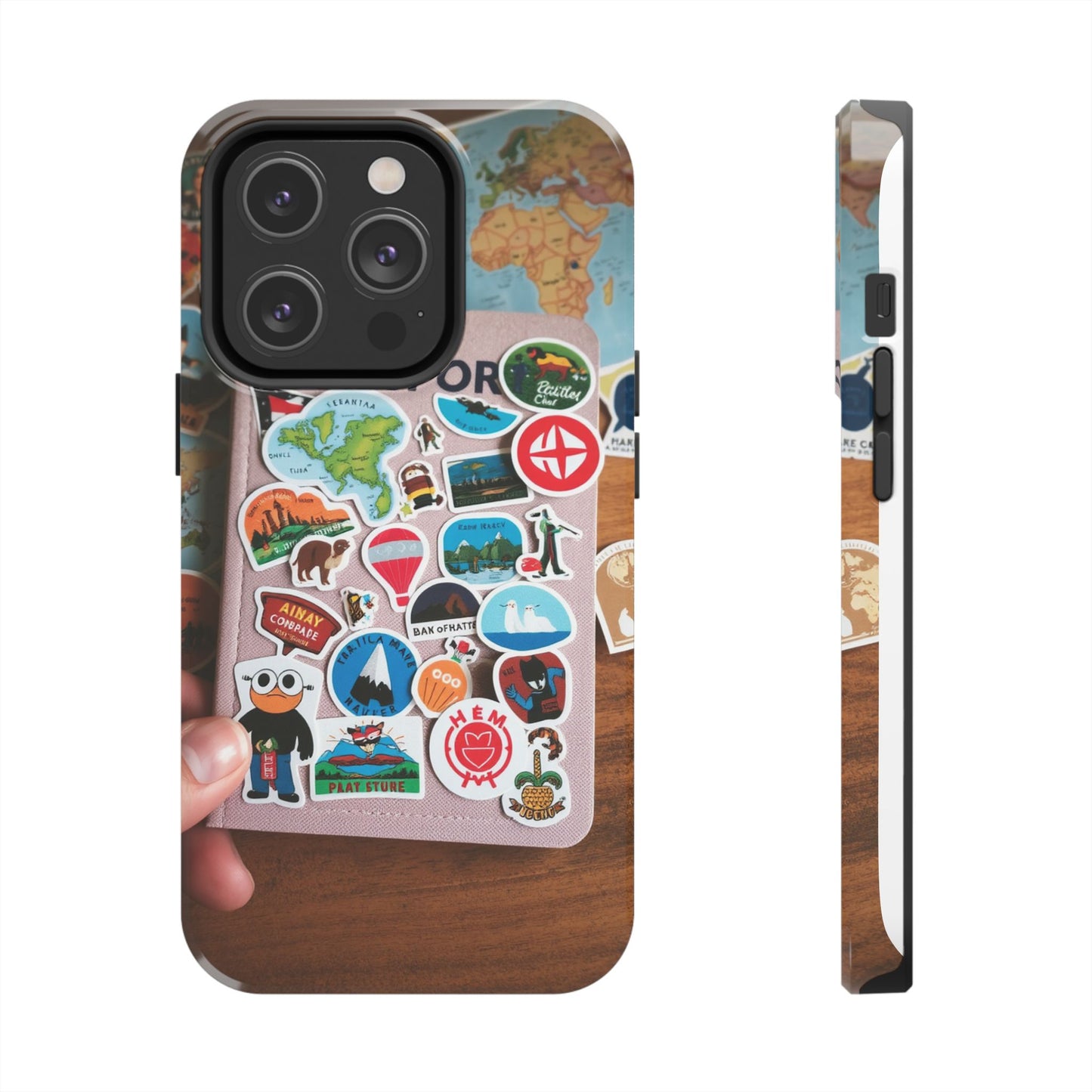 Adventure Stickers Phone Case - Tough Protection for Travel Lovers