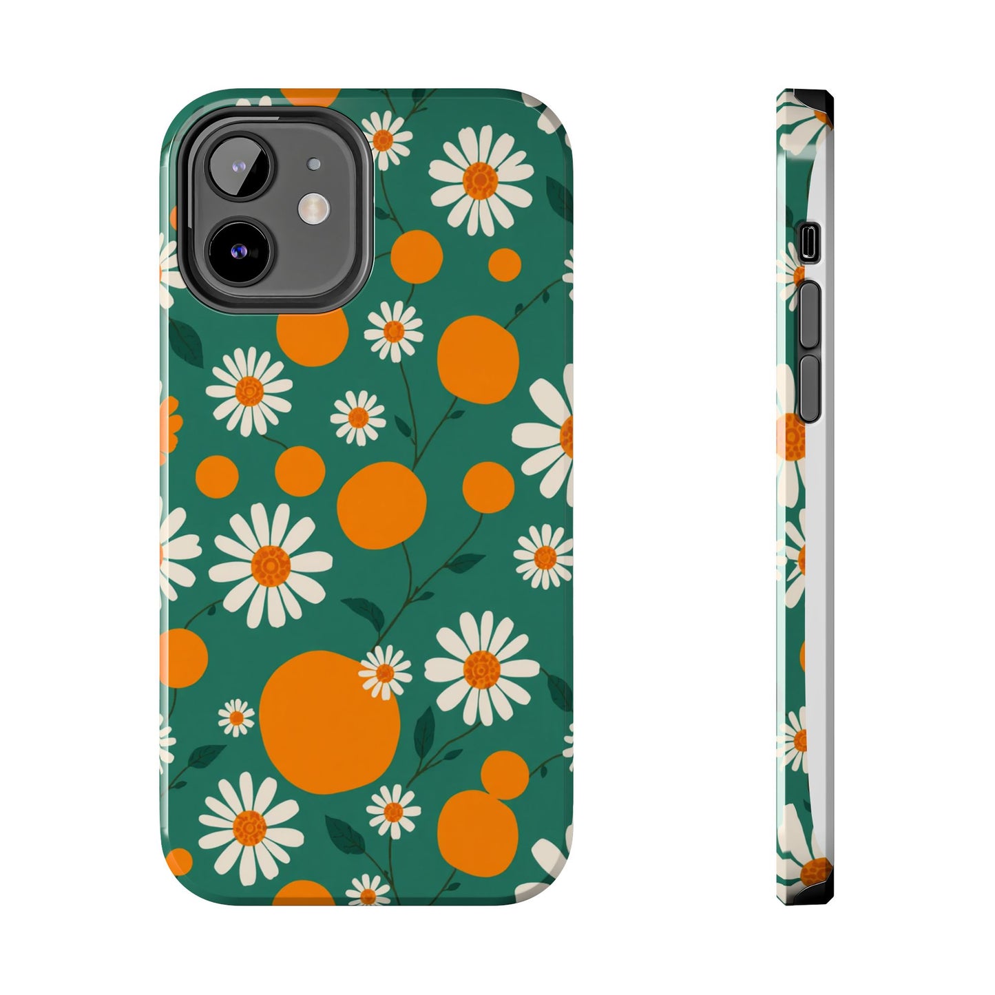 Floral Tough Phone Case - Daisy & Orange Design