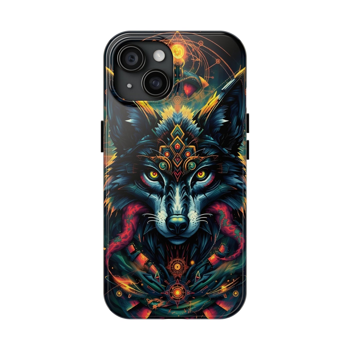 Vibrant Mystical Wolf Art Tough Phone Case - Durable & Unique Design for Animal Lovers - for iPhone