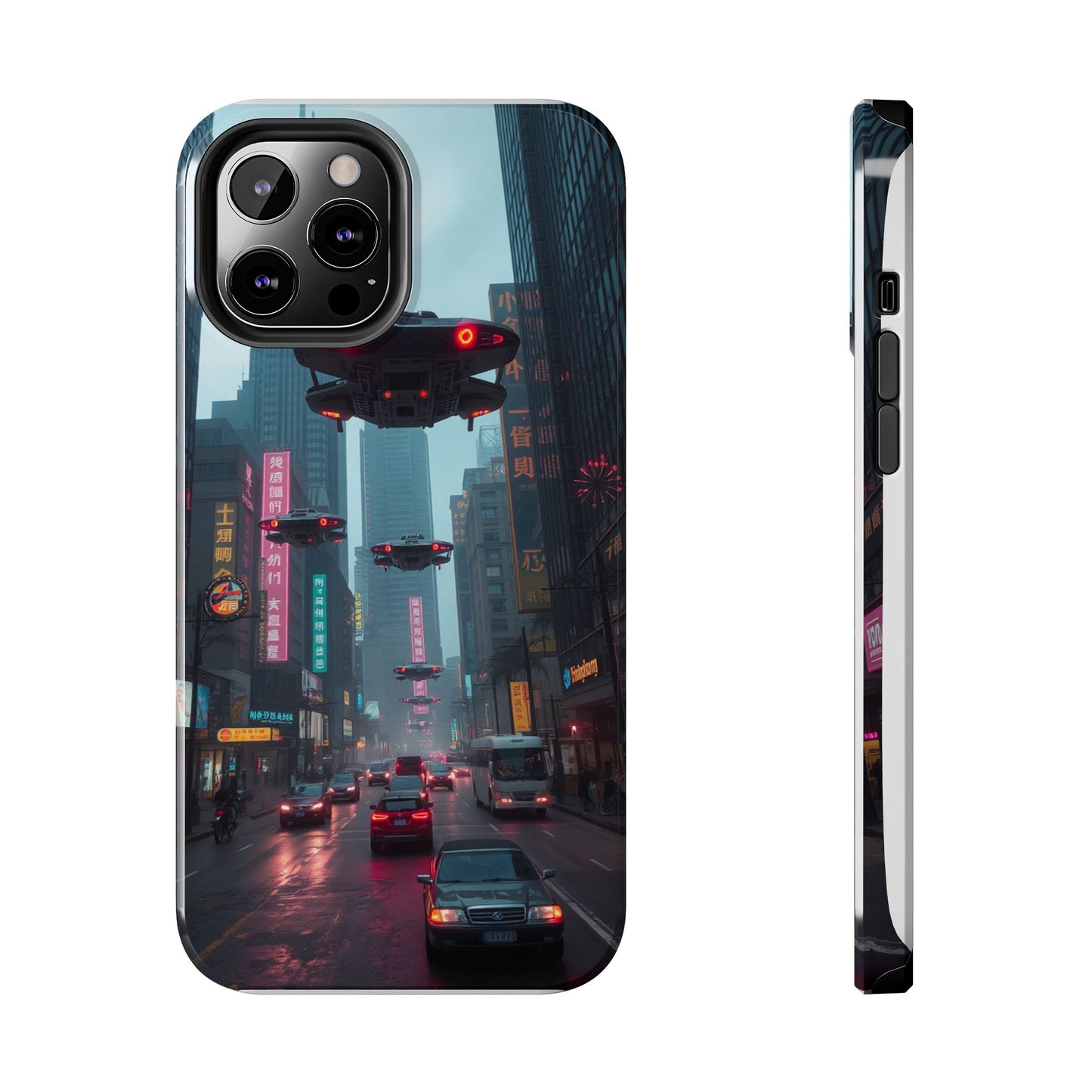 Futuristic City Tough Phone Case - Sci-Fi Design for Urban Explorers