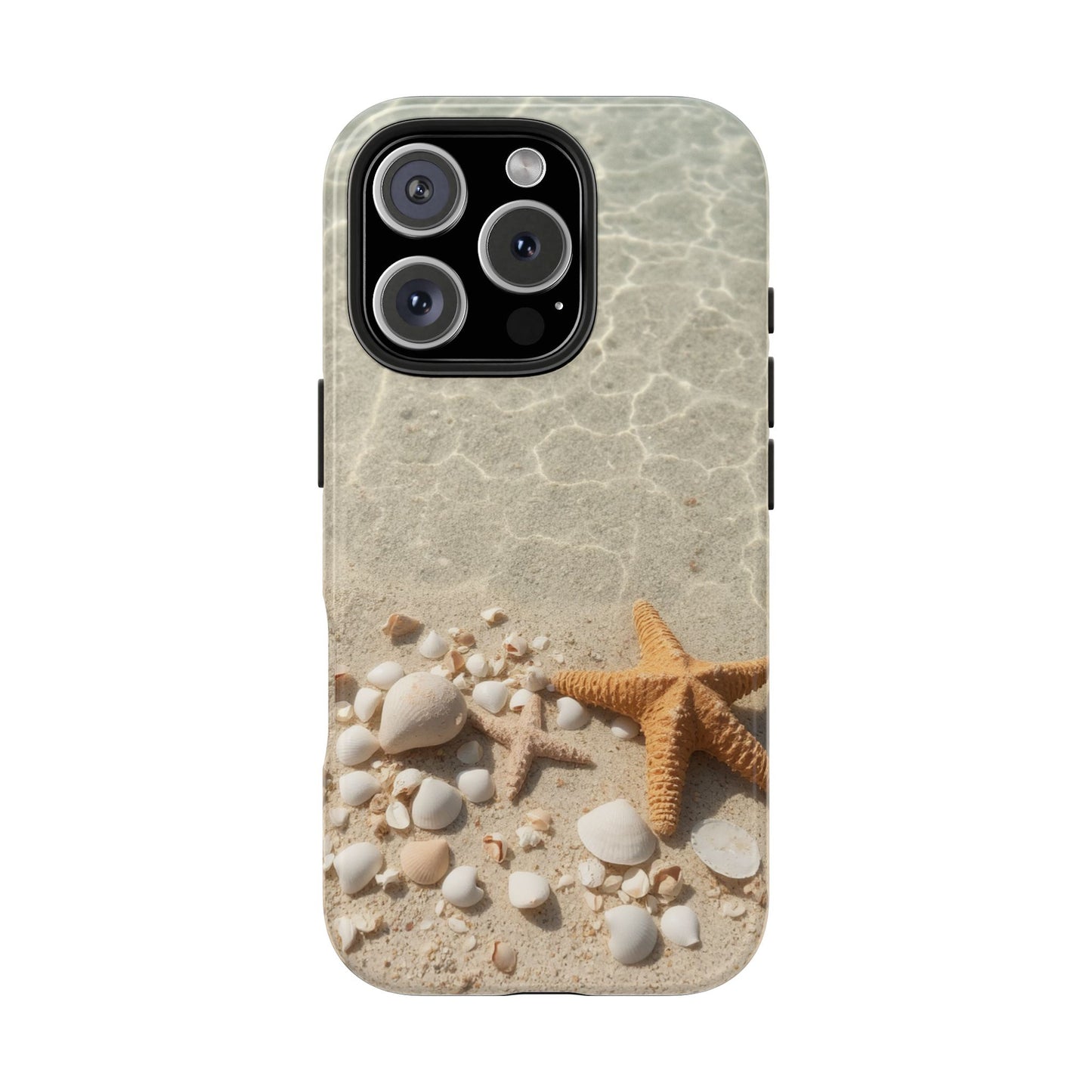 Beach-Inspired Tough Phone Case with Starfish and Seashell Design