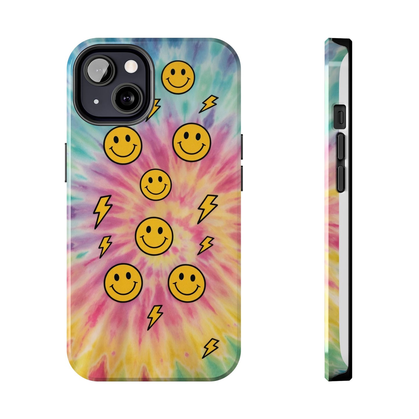 Colorful Smiley Lightning Tough Phone Case - Fun & Durable