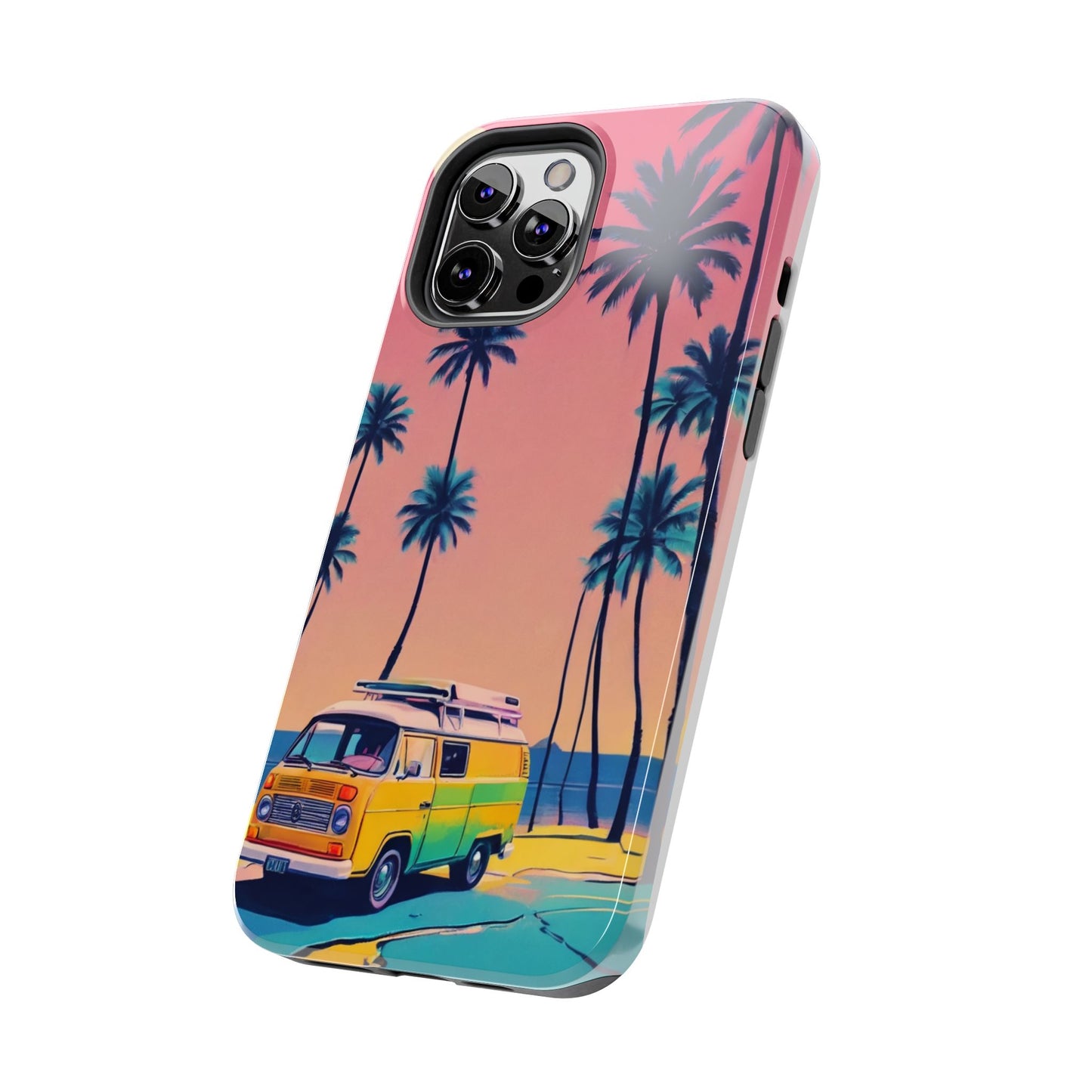 Tropical Beach Vibe Tough Phone Case - Vintage Van Design - for iPhone