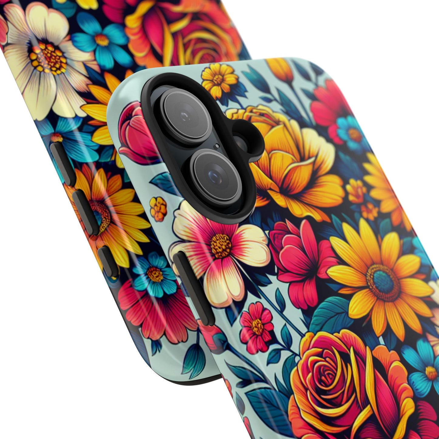 Vibrant Floral Tough Phone Case - Colorful Flower Design - for iPhone