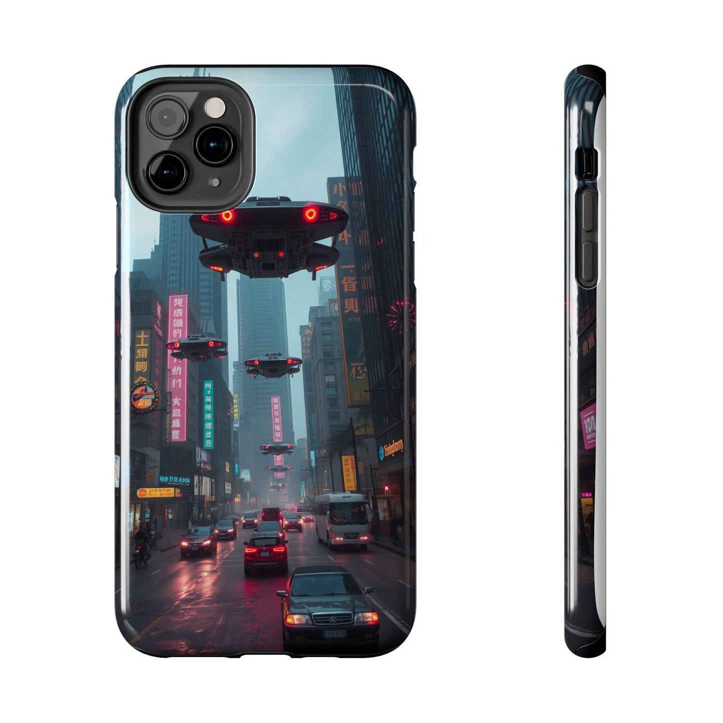 Futuristic City Tough Phone Case - Sci-Fi Design for Urban Explorers