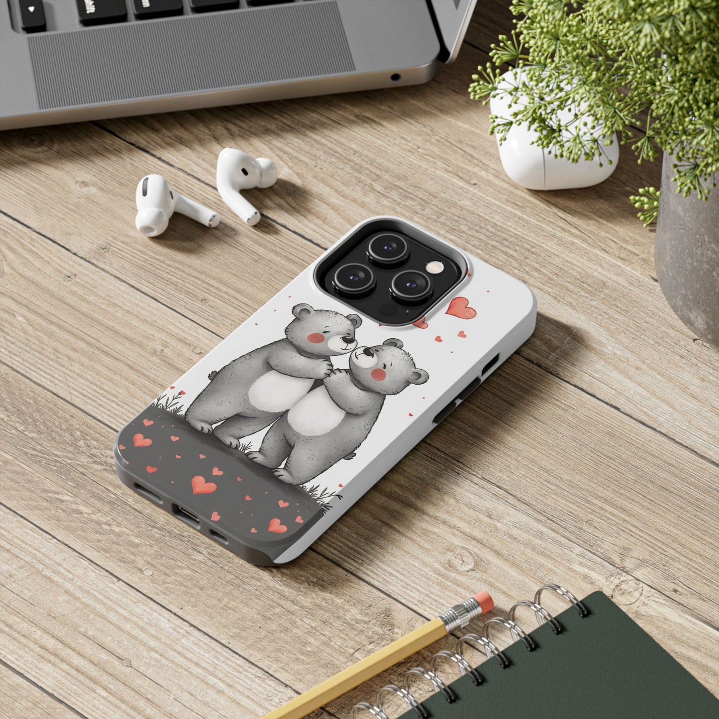 Cute Bear Love Tough Phone Case - Perfect for Valentine's Day & Couples