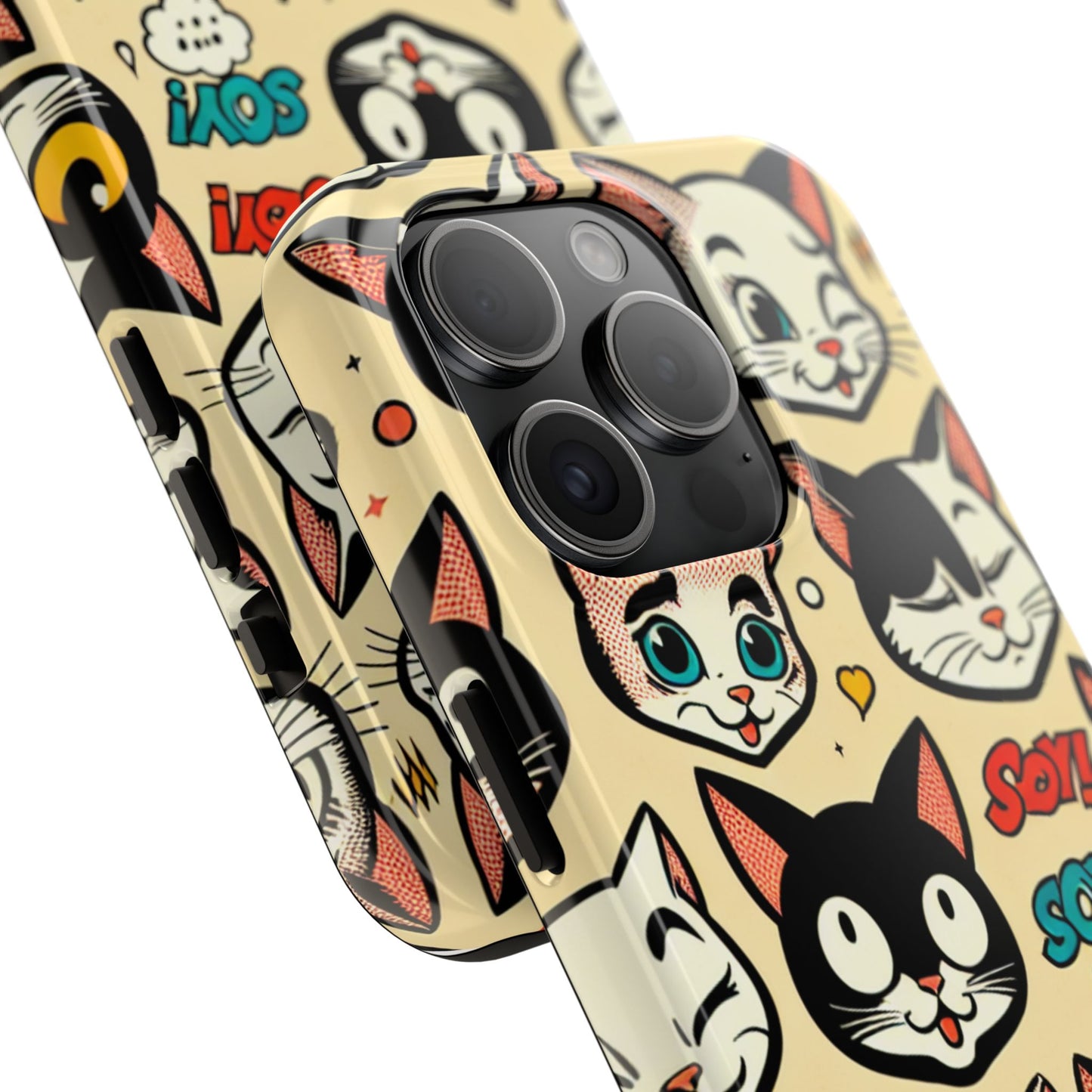 Playful Cat-Themed Tough Phone Case - Pet Pattern - for iPhone