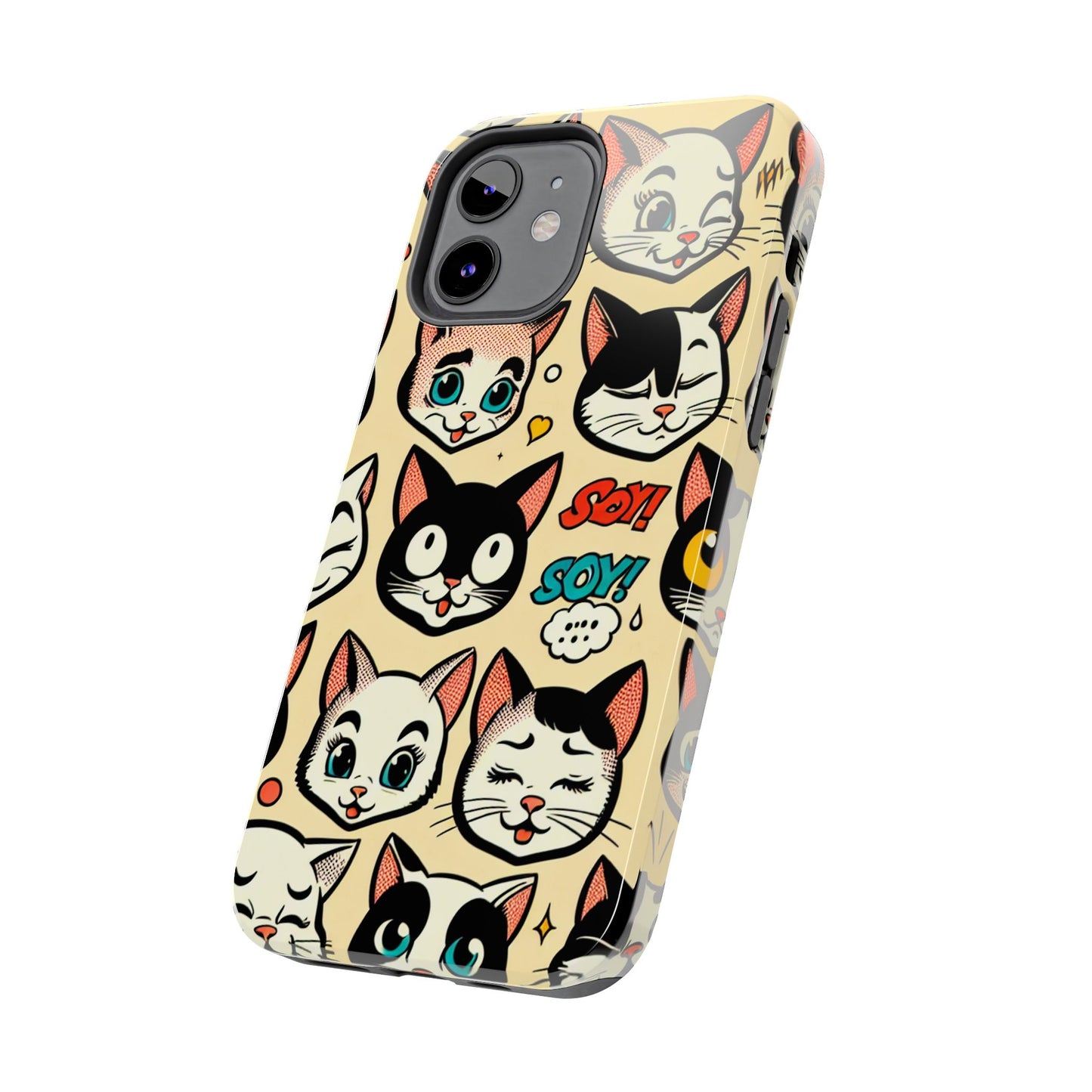 Playful Cat-Themed Tough Phone Case - Pet Pattern - for iPhone
