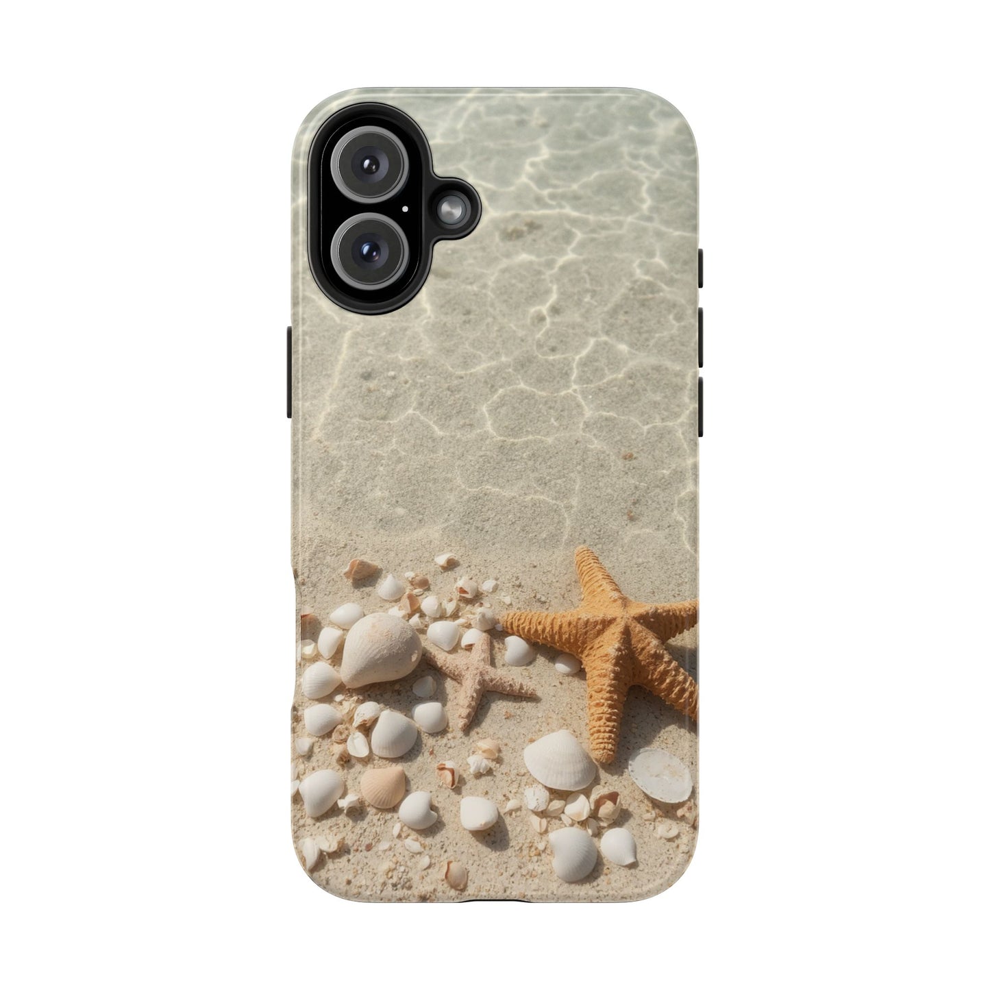 Beach-Inspired Tough Phone Case with Starfish and Seashell Design