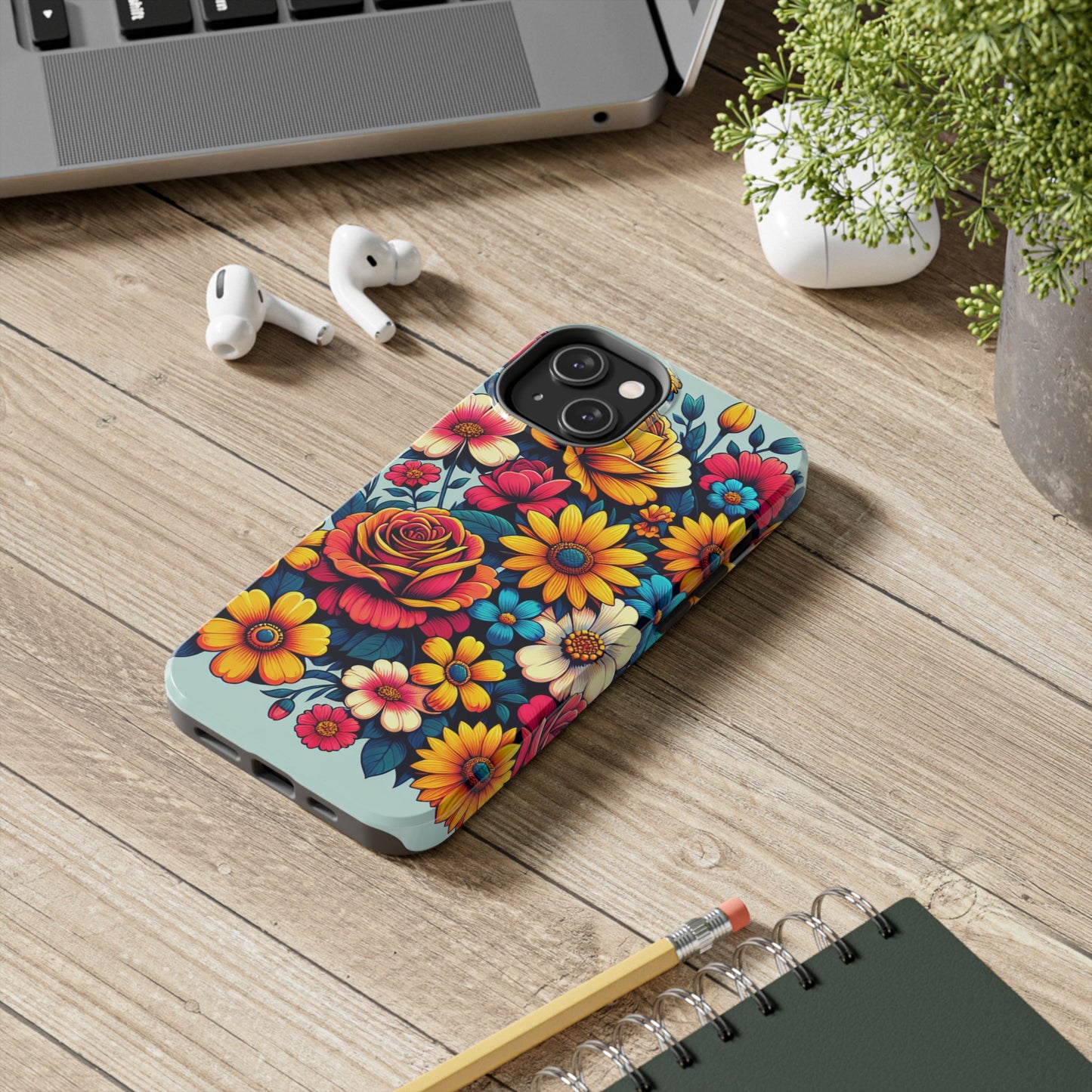 Vibrant Floral Tough Phone Case - Colorful Flower Design - for iPhone