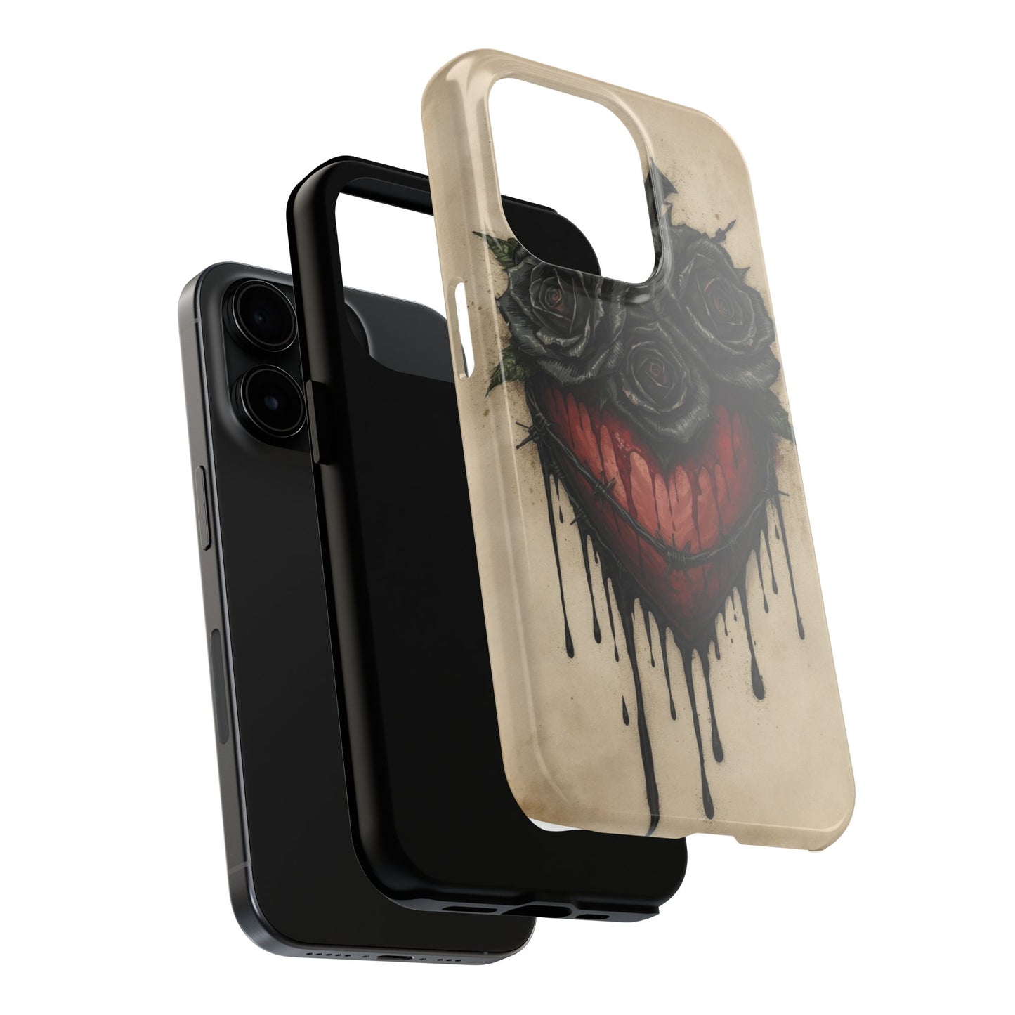 Gothic Heart Phone Case with Roses - Tough & Durable Design