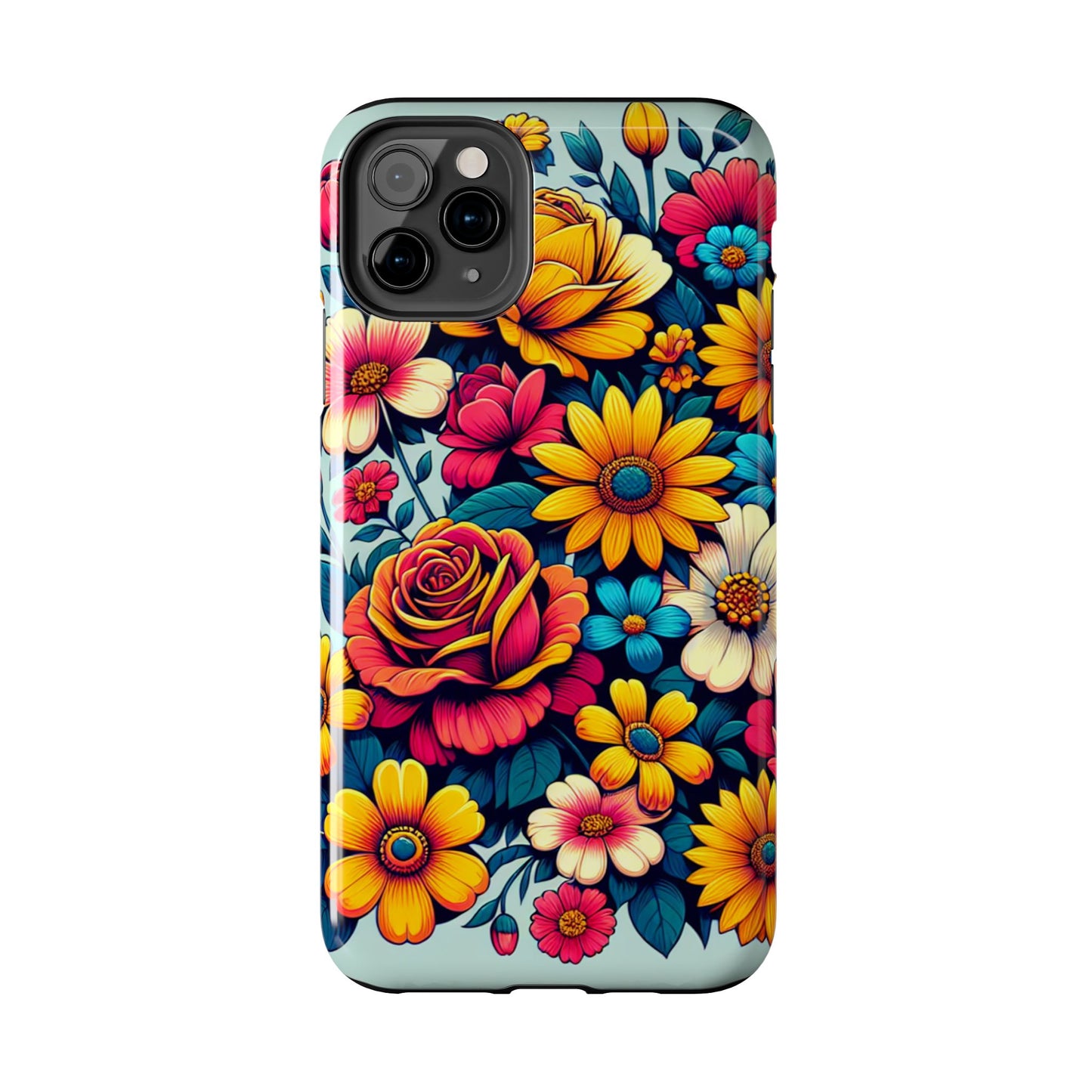 Vibrant Floral Tough Phone Case - Colorful Flower Design - for iPhone