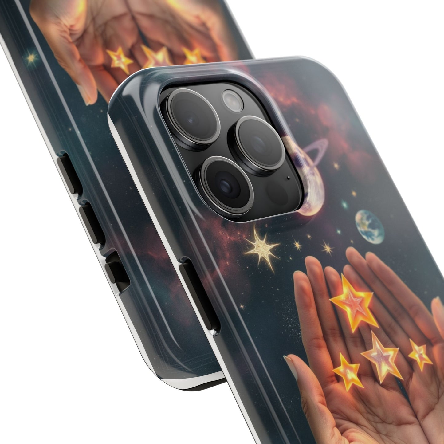 Galaxy Hands Tough Phone Case - Celestial Design for Star Lovers
