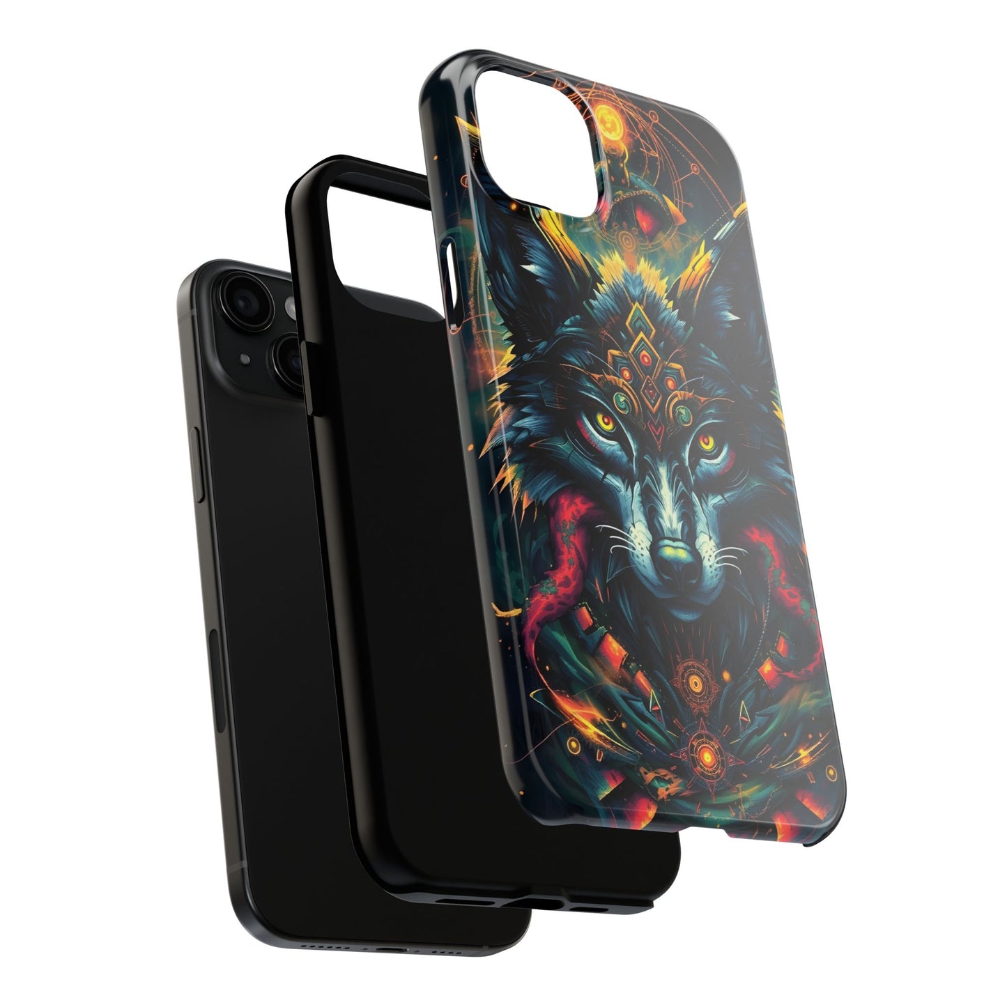 Vibrant Mystical Wolf Art Tough Phone Case - Durable & Unique Design for Animal Lovers - for iPhone
