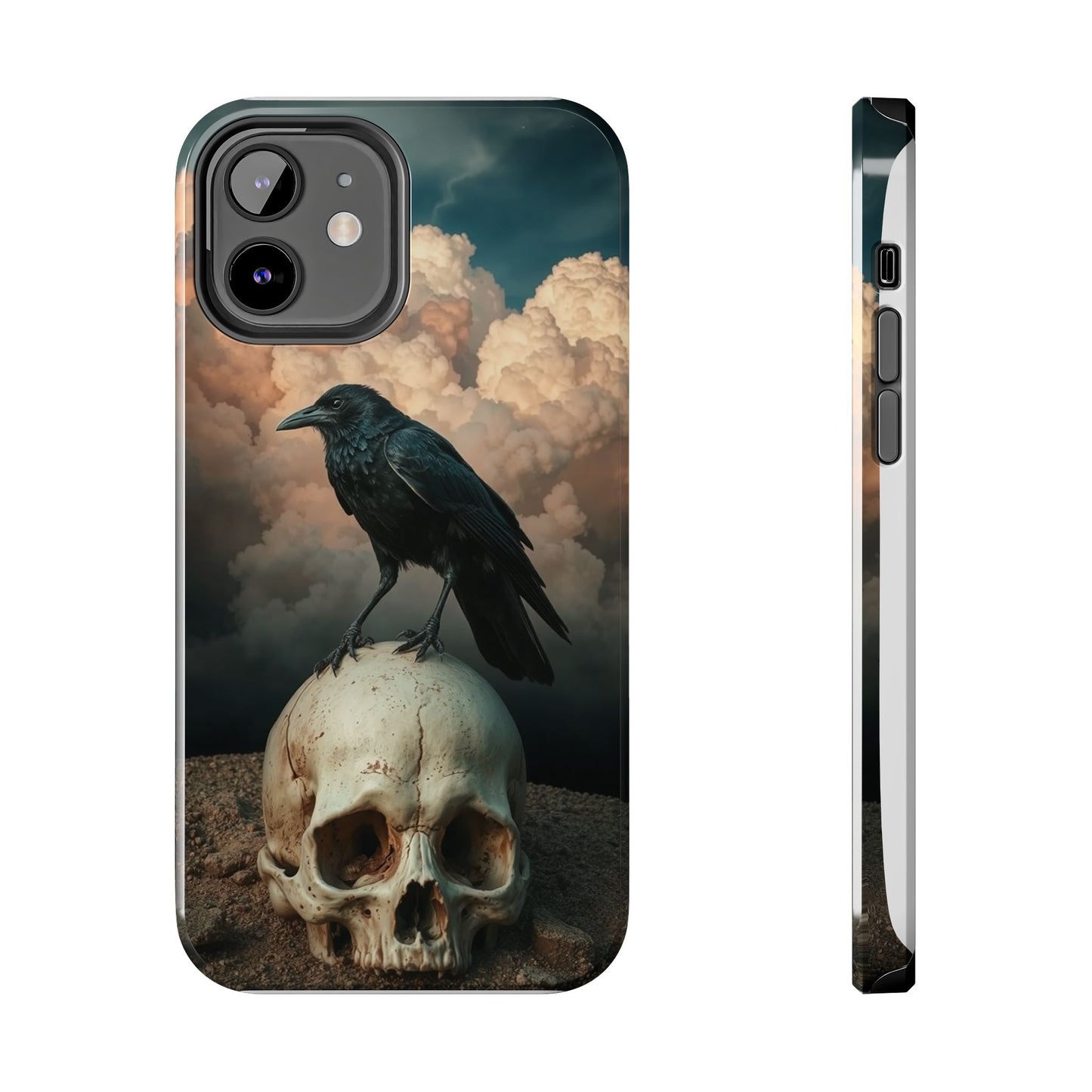 Gothic Raven Skull Tough Phone Case - Unique Protective Cover for Halloween Lovers