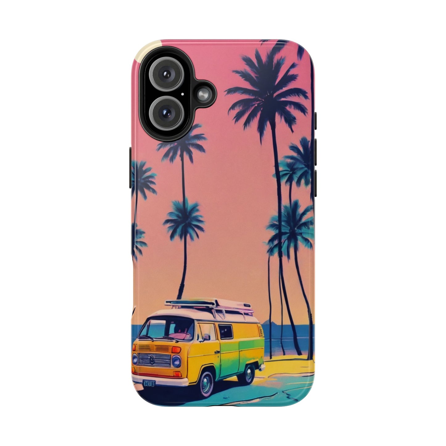Tropical Beach Vibe Tough Phone Case - Vintage Van Design - for iPhone