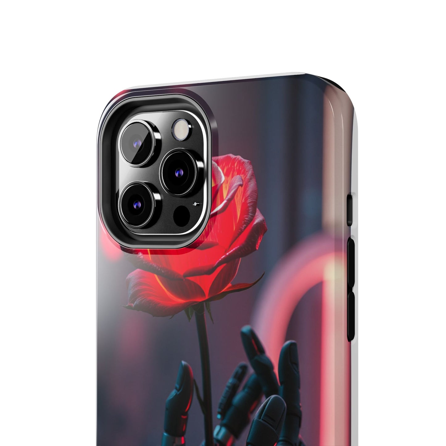 Futuristic Tough Phone Case with Robotic Rose Design | Durable Protection