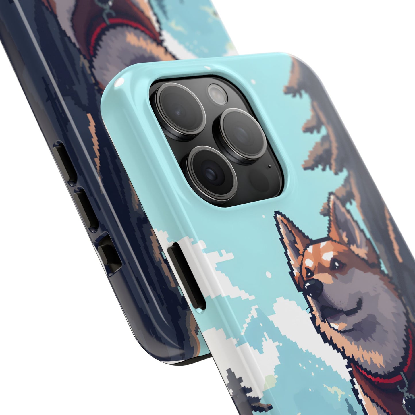 Retro Dog Adventure Tough Phone Case - Pixel Art Shiba Inu Design - for iPhone