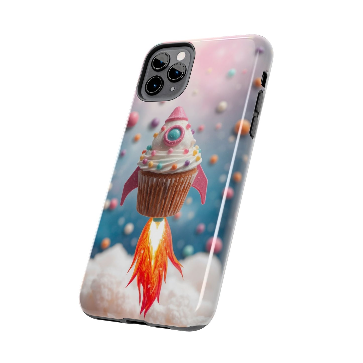 Whimsical Rocket Cupcake Phone Case - Fun Protective Case for Kids and Teens