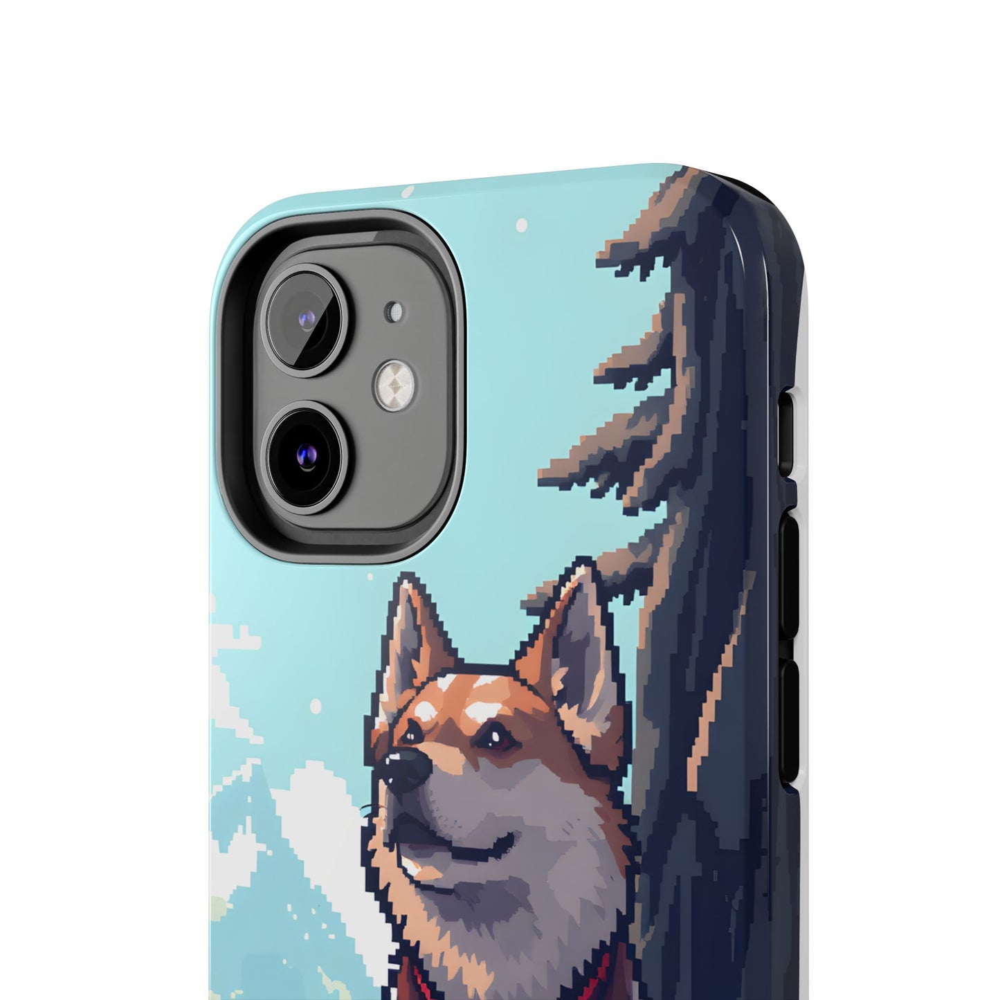 Retro Dog Adventure Tough Phone Case - Pixel Art Shiba Inu Design - for iPhone