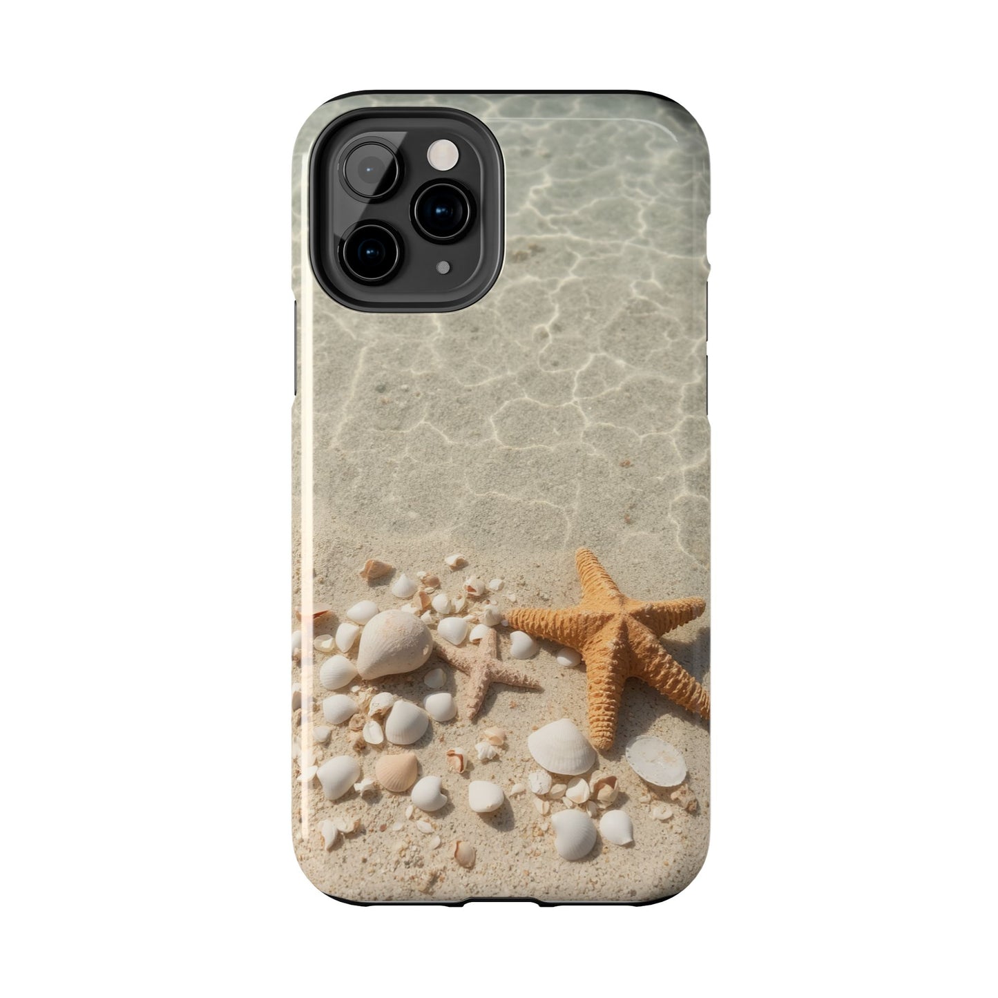 Beach-Inspired Tough Phone Case with Starfish and Seashell Design