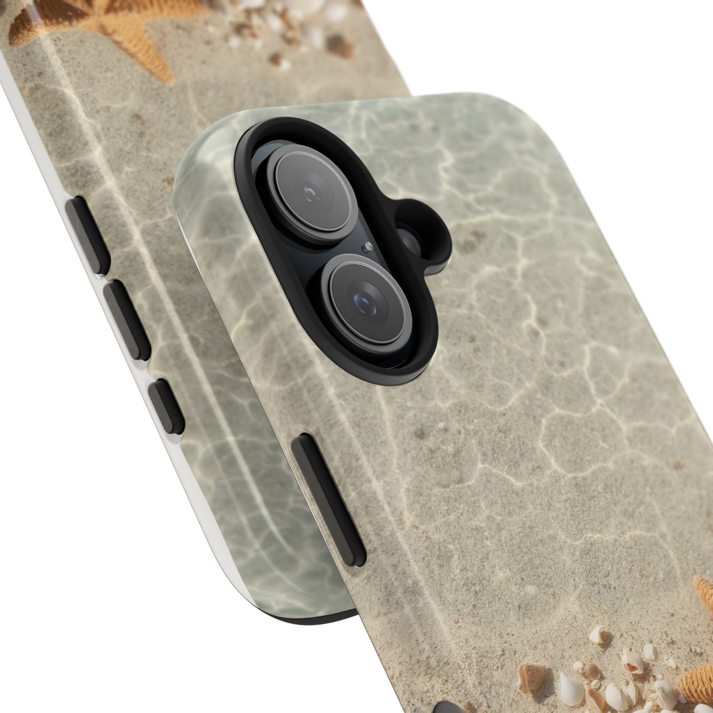 Beach-Inspired Tough Phone Case with Starfish and Seashell Design