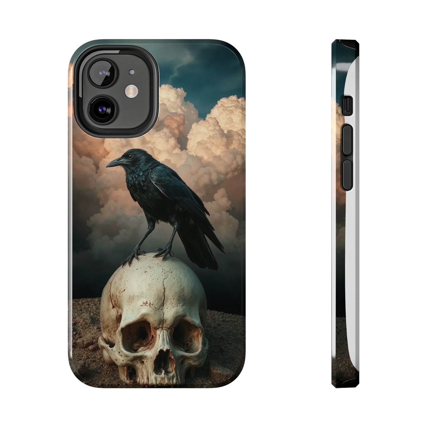 Gothic Raven Skull Tough Phone Case - Unique Protective Cover for Halloween Lovers