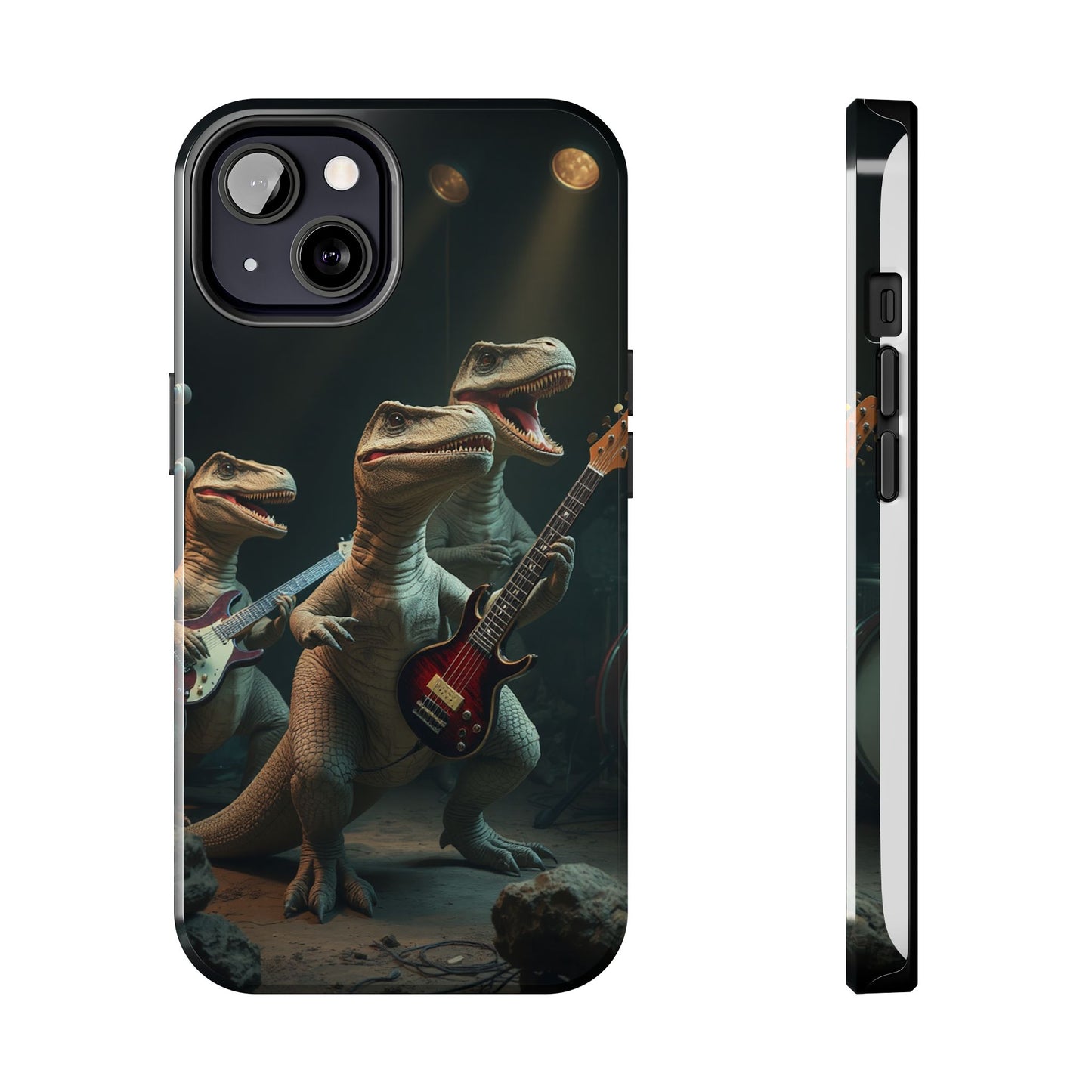 Rockin' Dinosaur Tough Phone Cases - Perfect for Music Lovers and Kids!