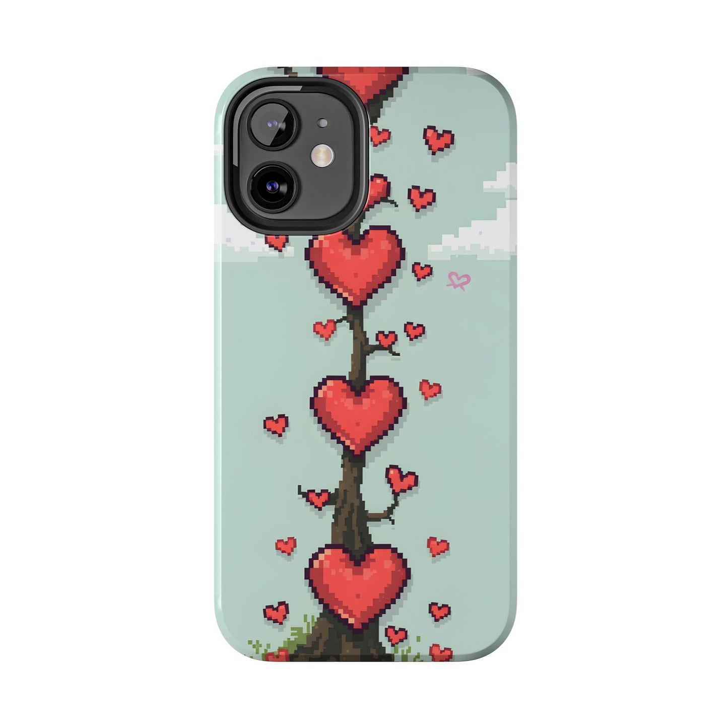 Pixelated Love Hearts Tree | Tough Phone Case - Cute Design - for iPhone
