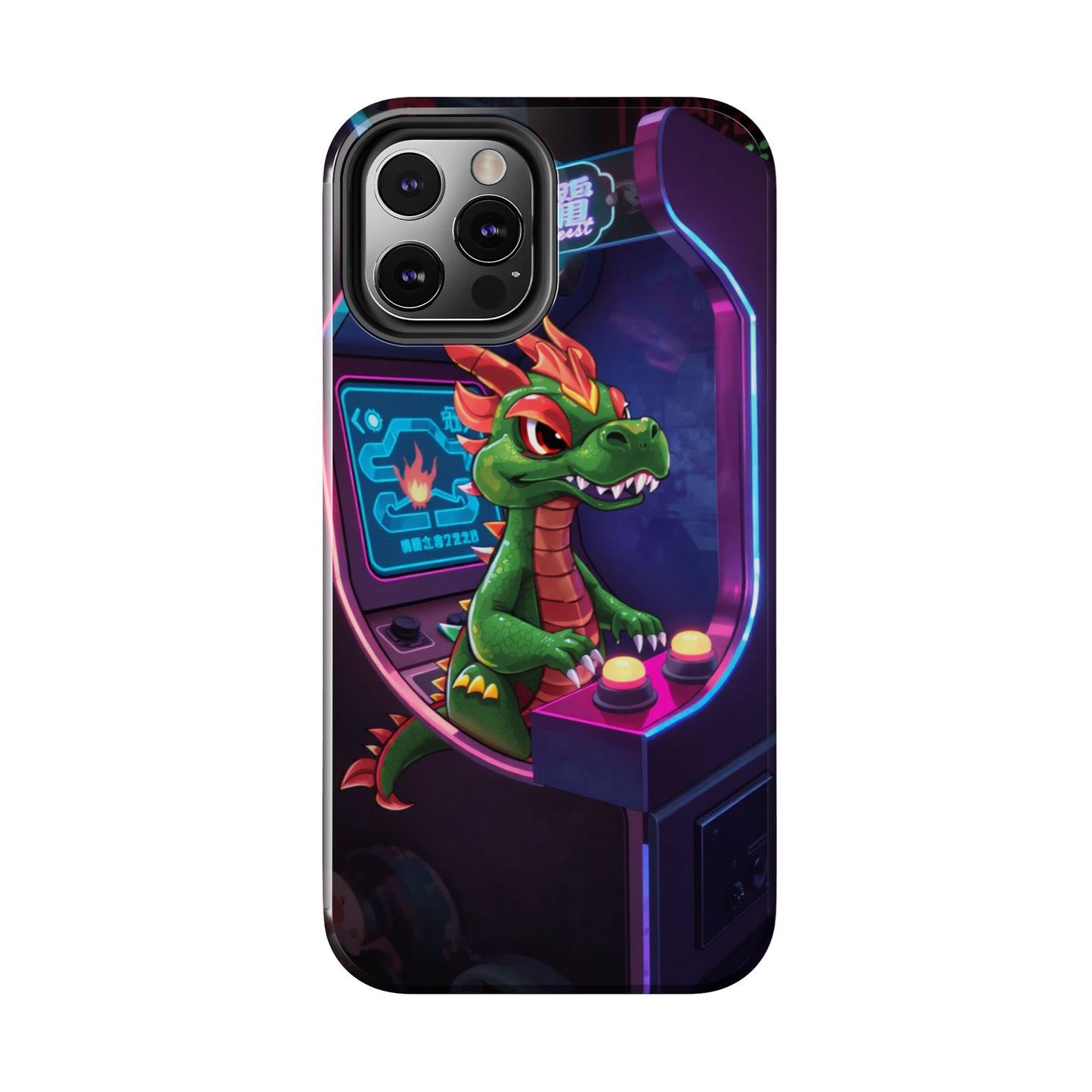 Retro Gamer Tough Phone Case with Dragon Design