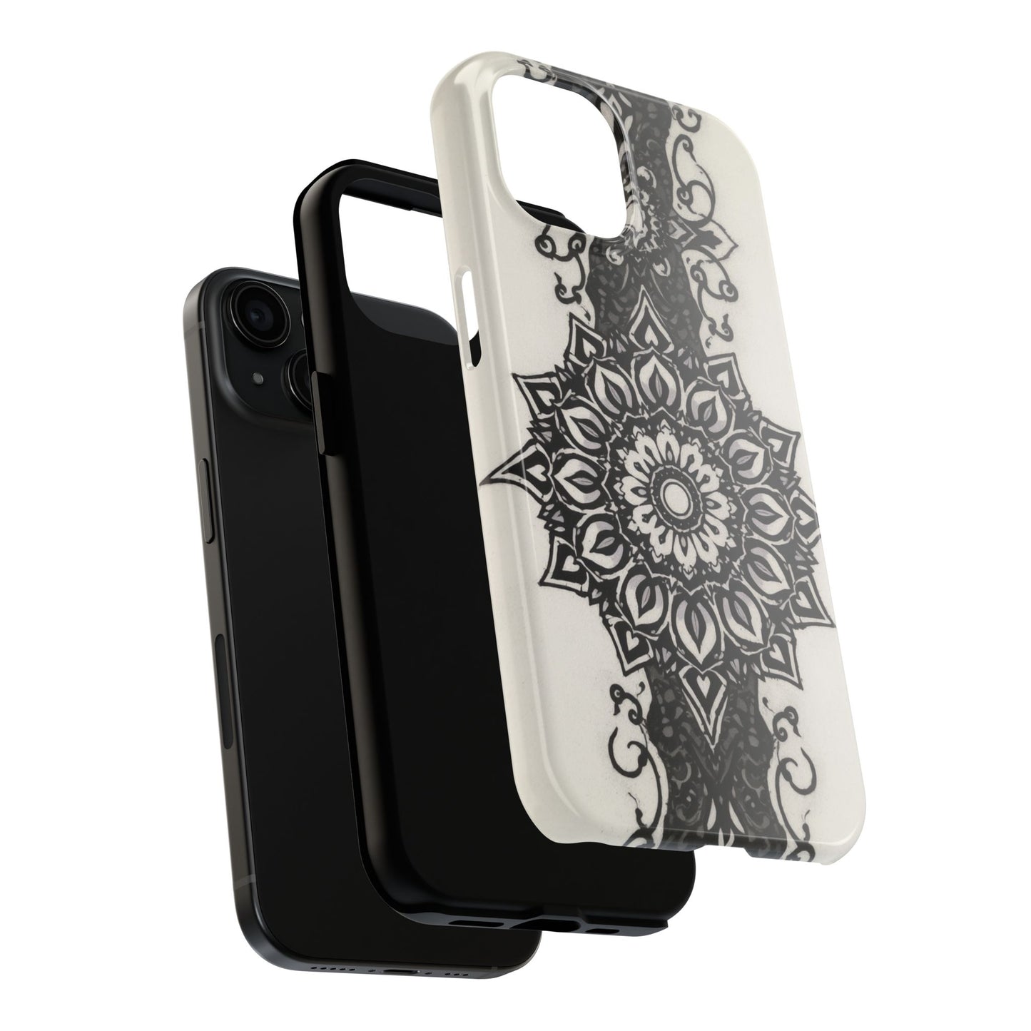 Stylish Tough Phone Cases with Dark Mandala Design - Durable and Unique Protection - for iPhone