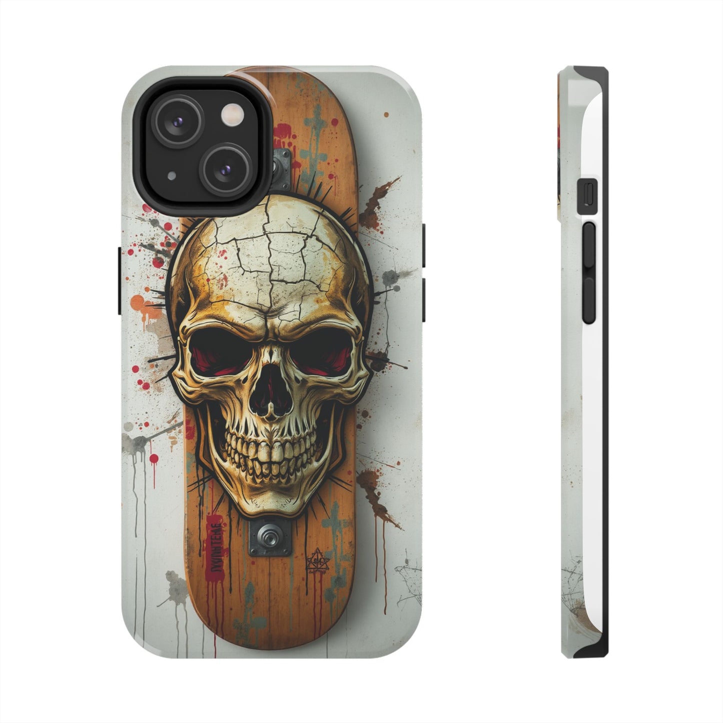 Edgy Skull Tough Phone Case - Durable Protection for Skateboard Enthusiasts