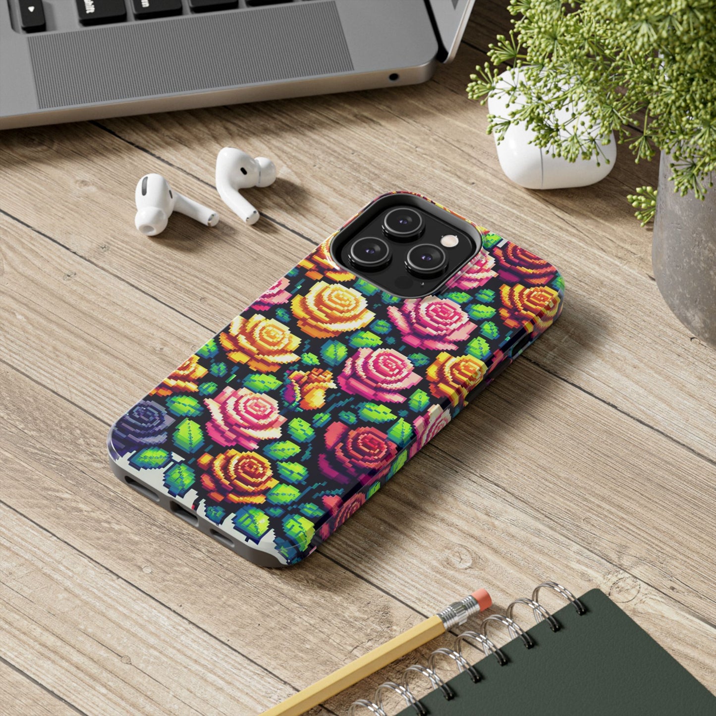 Pixel Art Roses Tough Phone Case - Stylish Protection - for iPhone
